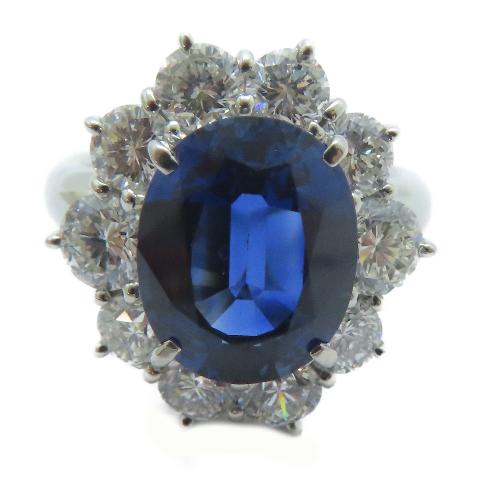 JEWELRY PT900鉑金Sapphire Ring 4.465ct藍寶石/2.22ct鑚石戒指US#5.75