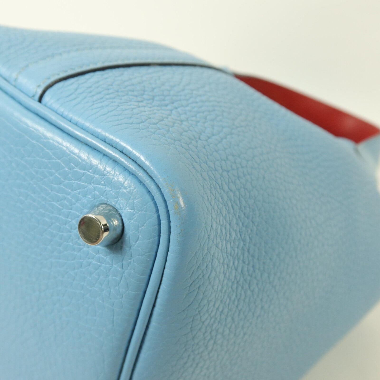 HERMES Clemence皮革Picotin PM手挽袋Bleu Du Nord