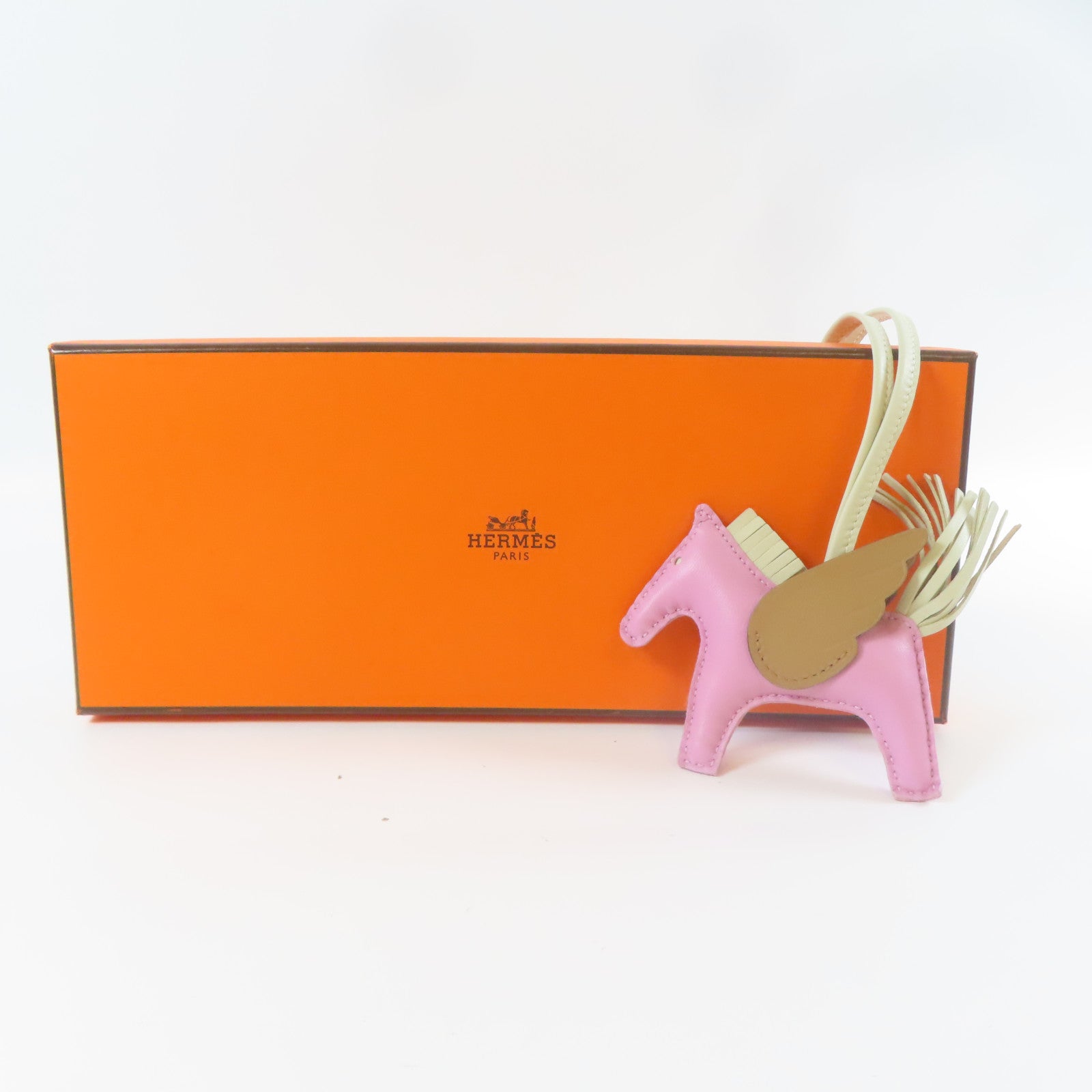 HERMES Veau Swift皮革Roedo Pegase PM掛飾新杜鵑桃色/啡色/白色