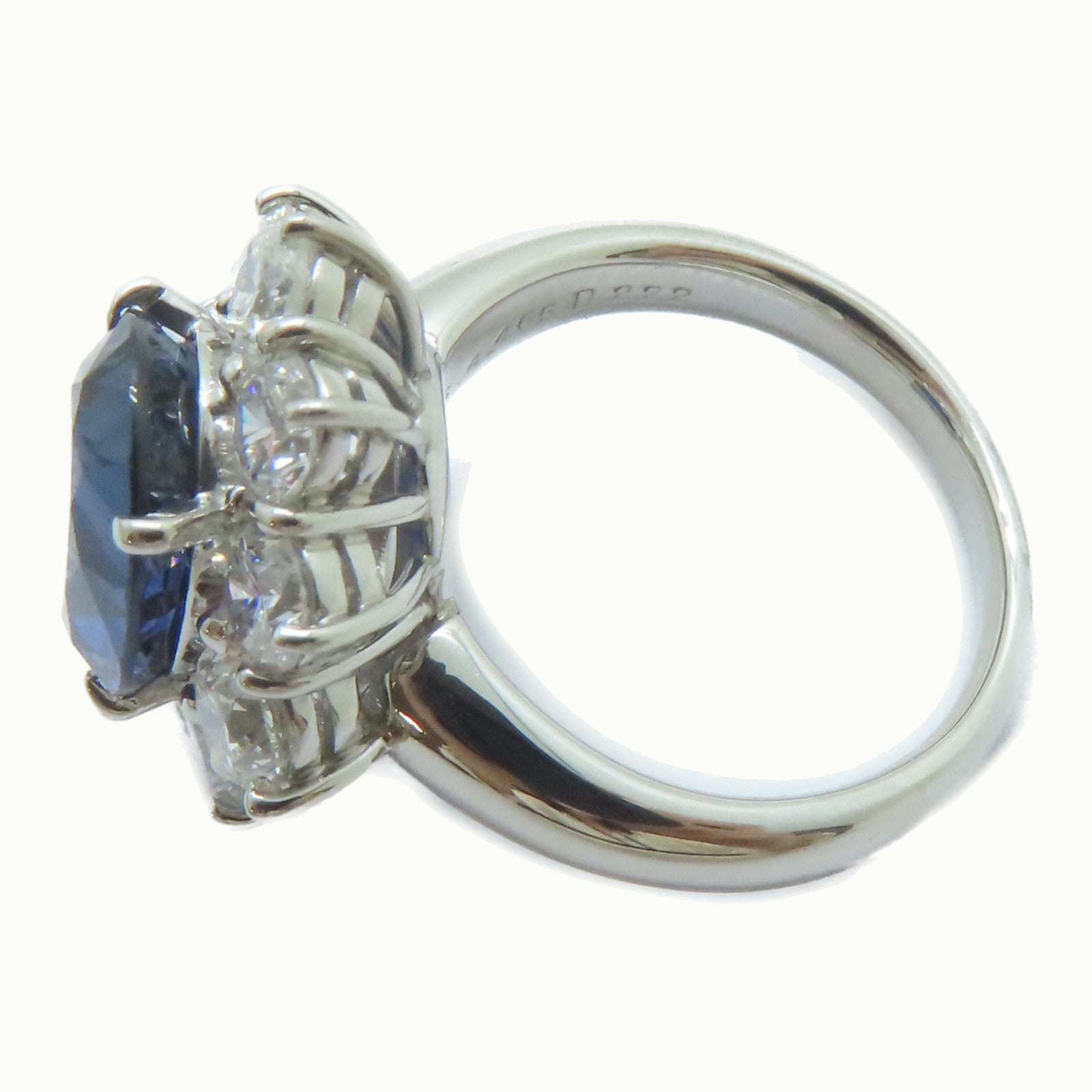 JEWELRY PT900鉑金Sapphire Ring 4.465ct藍寶石/2.22ct鑚石戒指US#5.75
