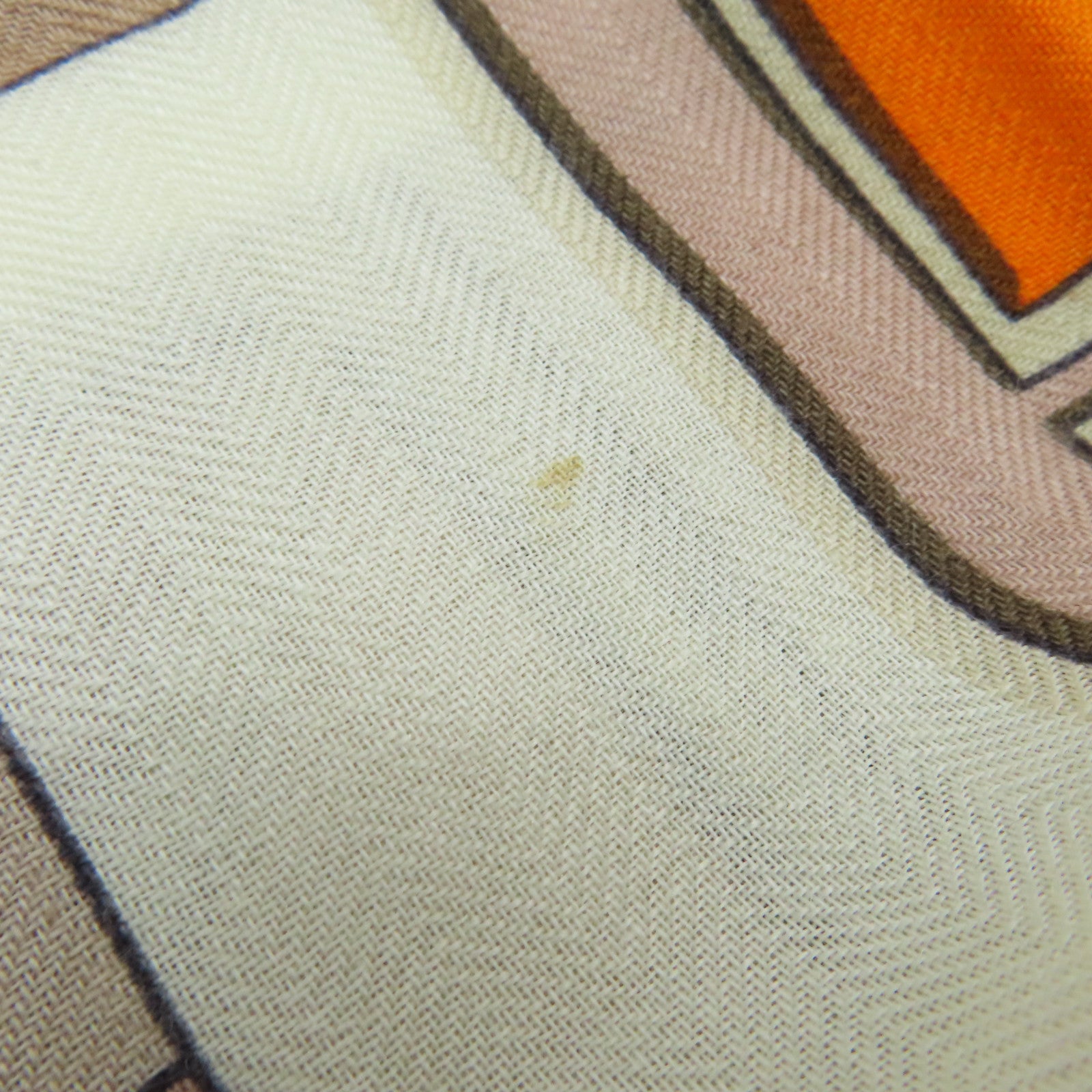 HERMES 【激減優惠】羊絨/絲質Scarf圍巾橙色/白色