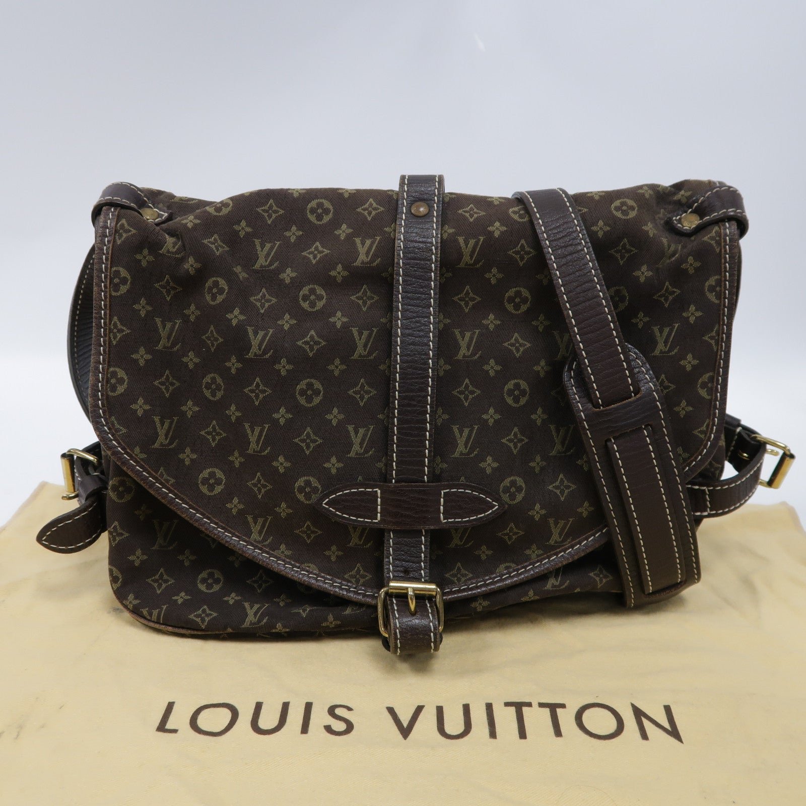 LOUIS VUITTON Monogram Mini Saumur 30金扣肩背袋棕色