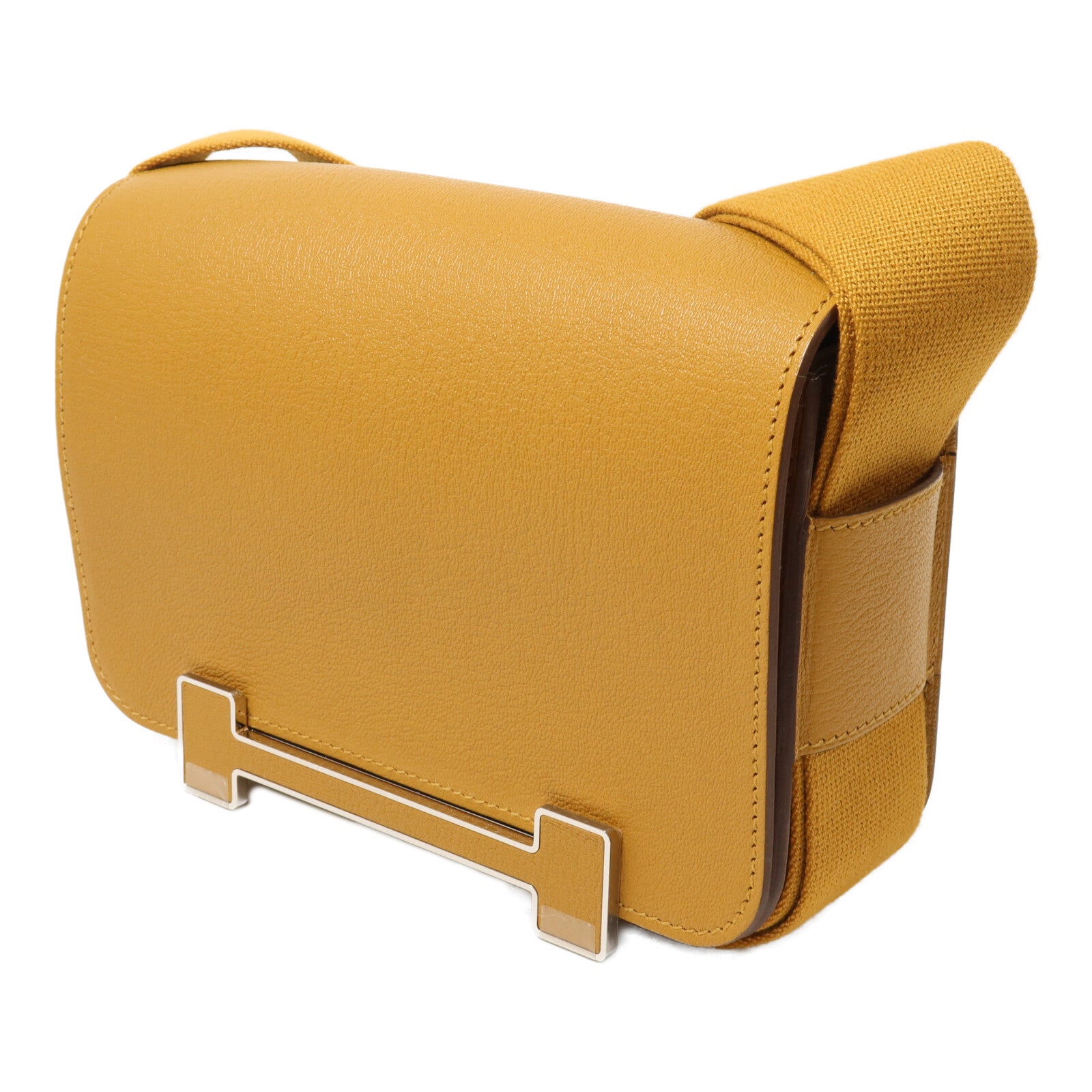 HERMES Chevre皮革Geta Bag肩背袋Caramel
