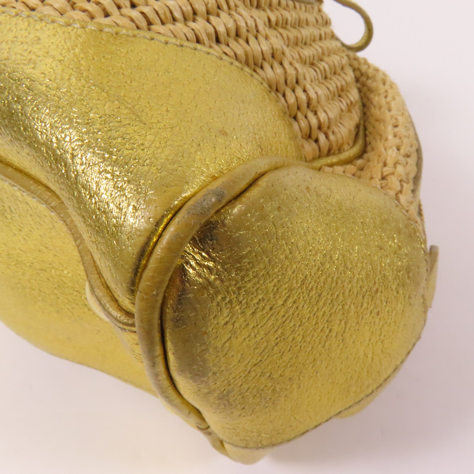 PRADA 牛皮皮革/Rattan Hand Bag金扣手挽袋