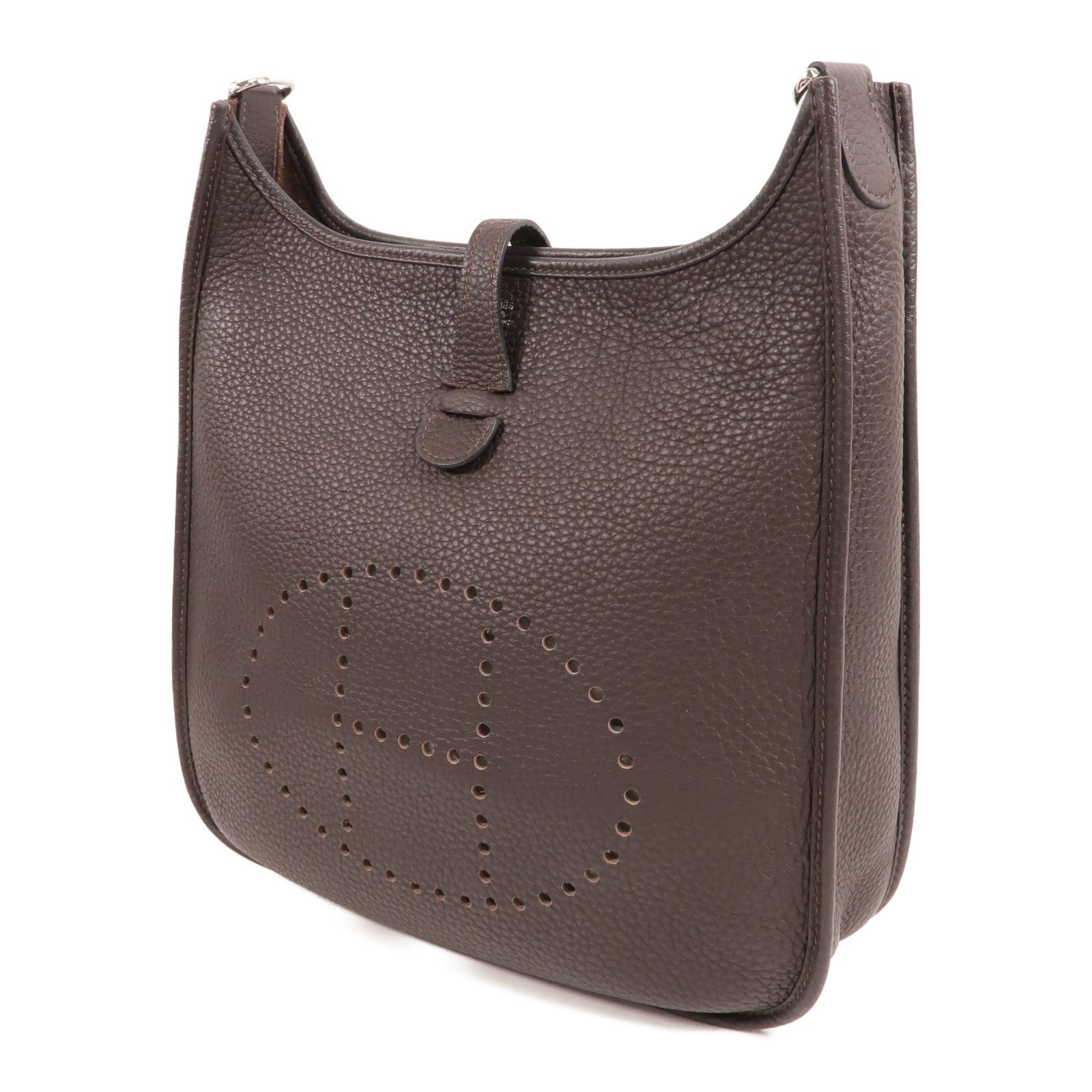 HERMES Clemence皮革Evelyne PM肩背袋Cacao