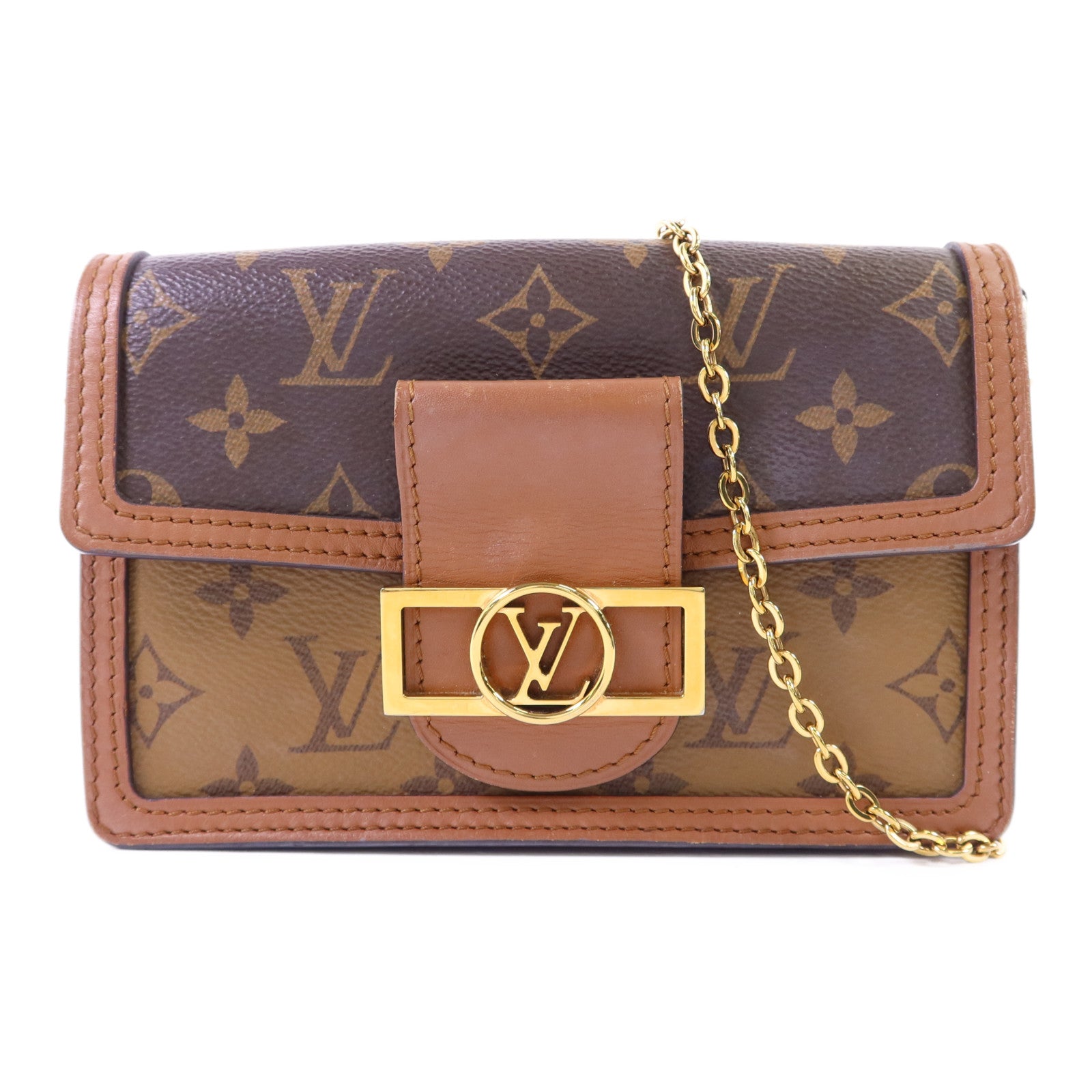 LOUIS VUITTON Monogram Reverse Dauphine金扣肩背袋