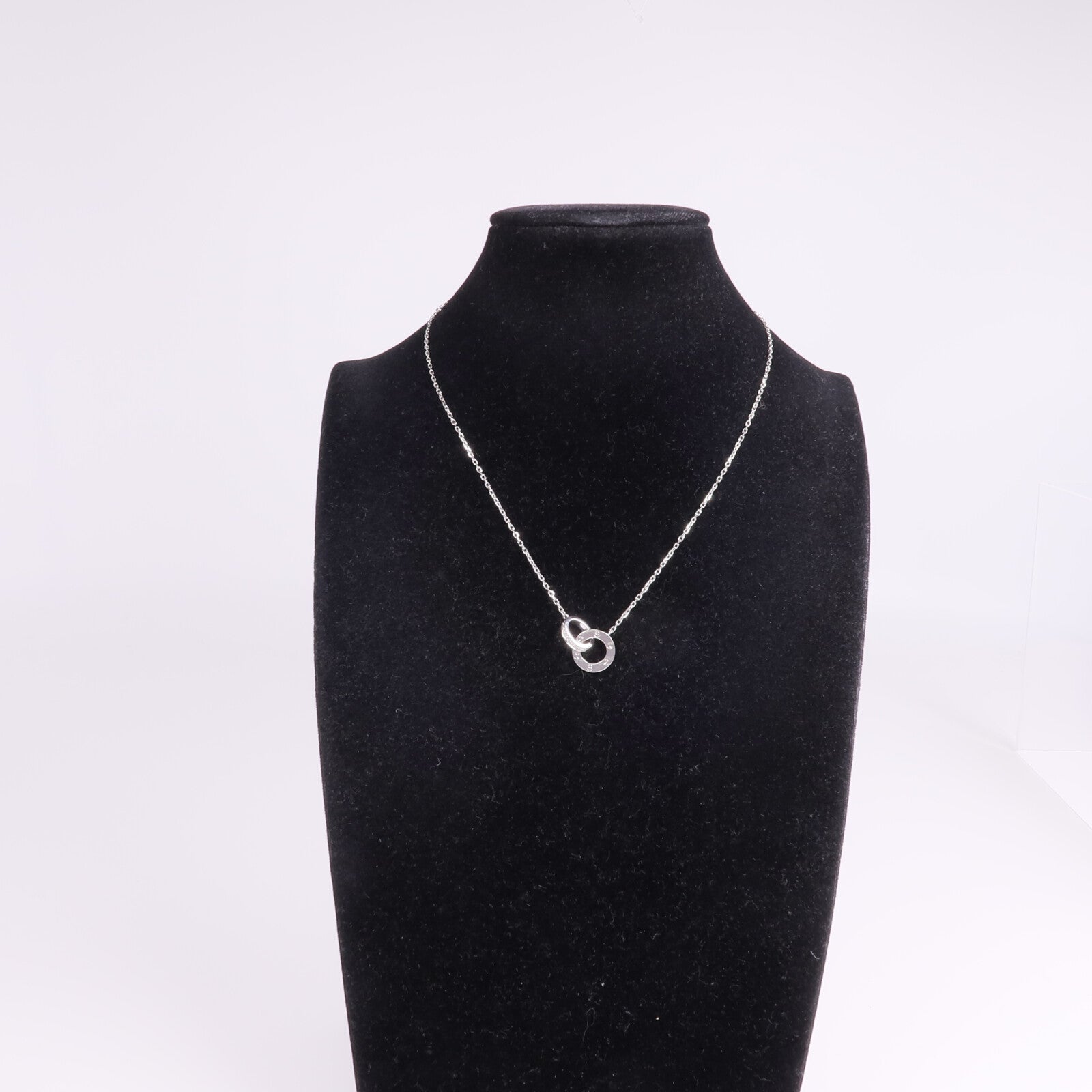CARTIER 18K白金Love Necklace Paved Diamond項鍊