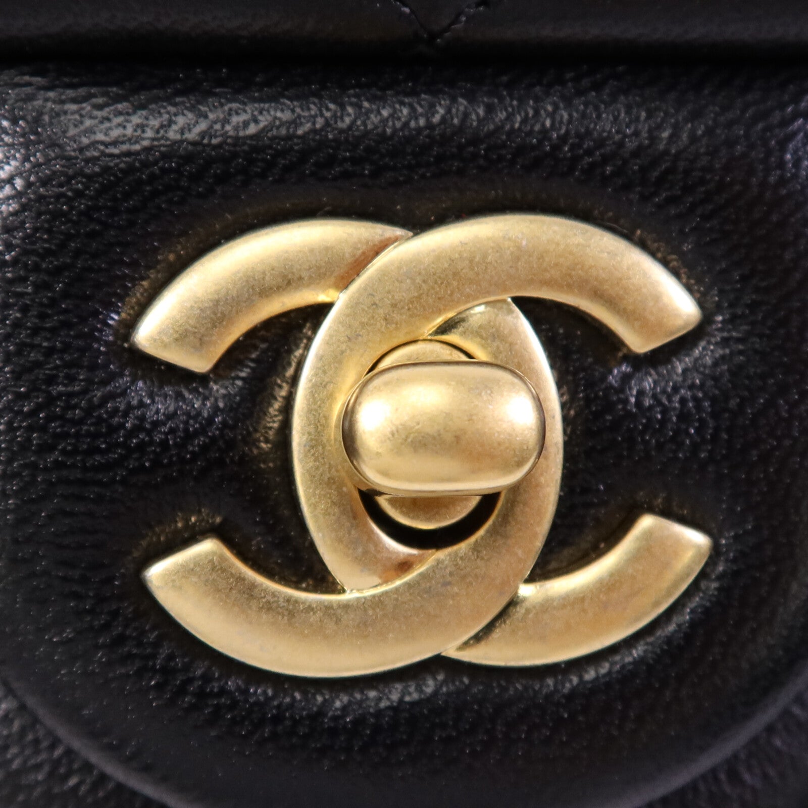 CHANEL 羊皮皮革Gold Ball金扣鏈帶手挽袋