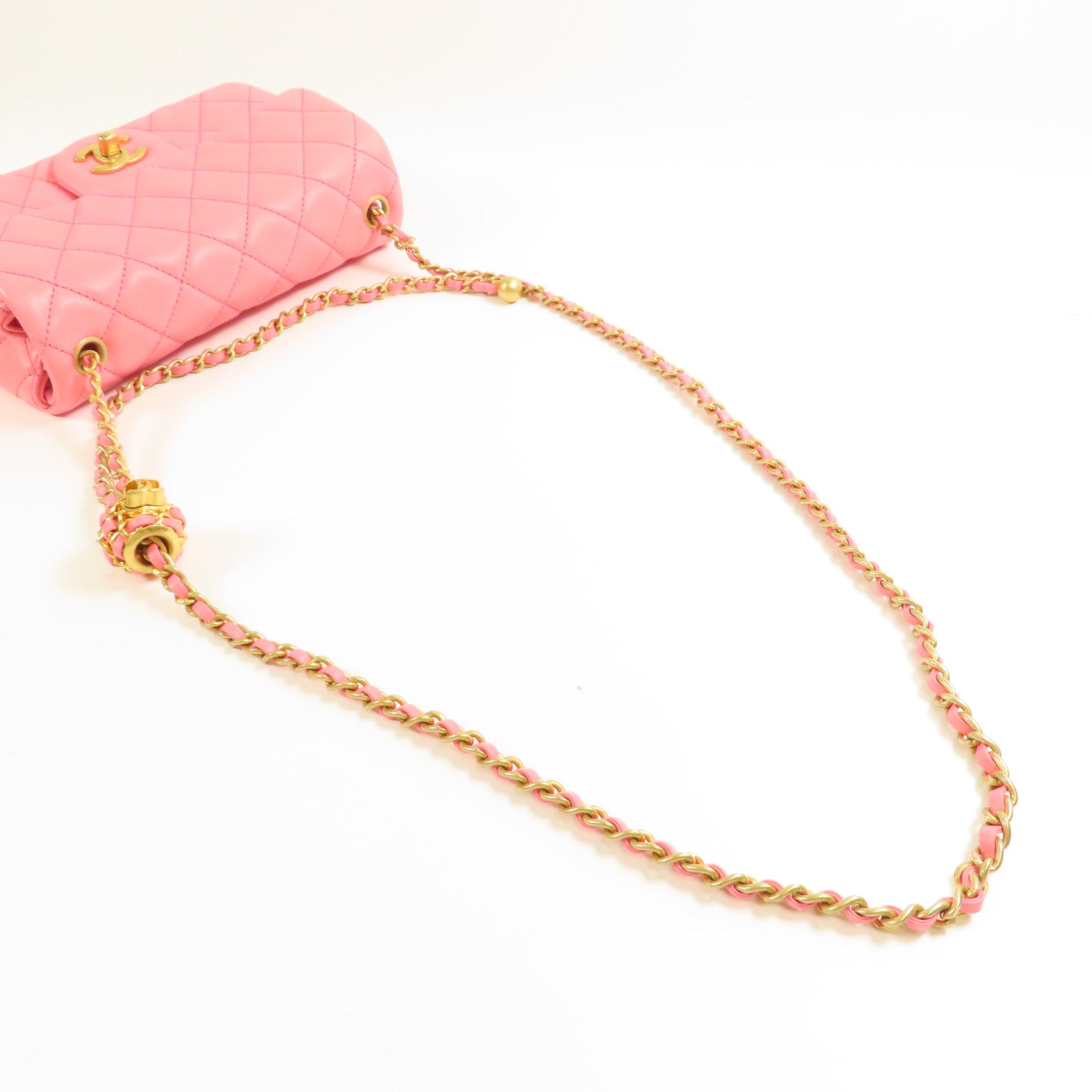 CHANEL CC GHW Classic 20 Chain Shoulder Bag Lambskin Leather AS1787 Pink