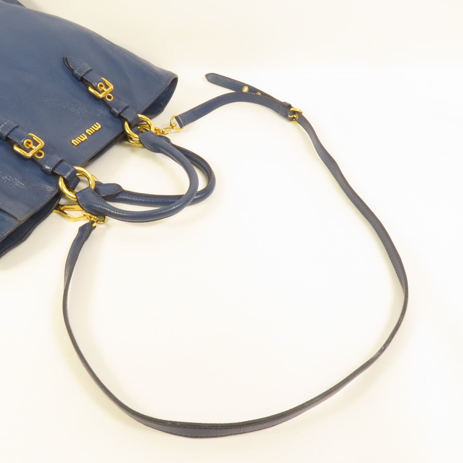 Miu Miu 【激減優惠】皮革2 Way Shoulder金扣手挽肩背兩用袋