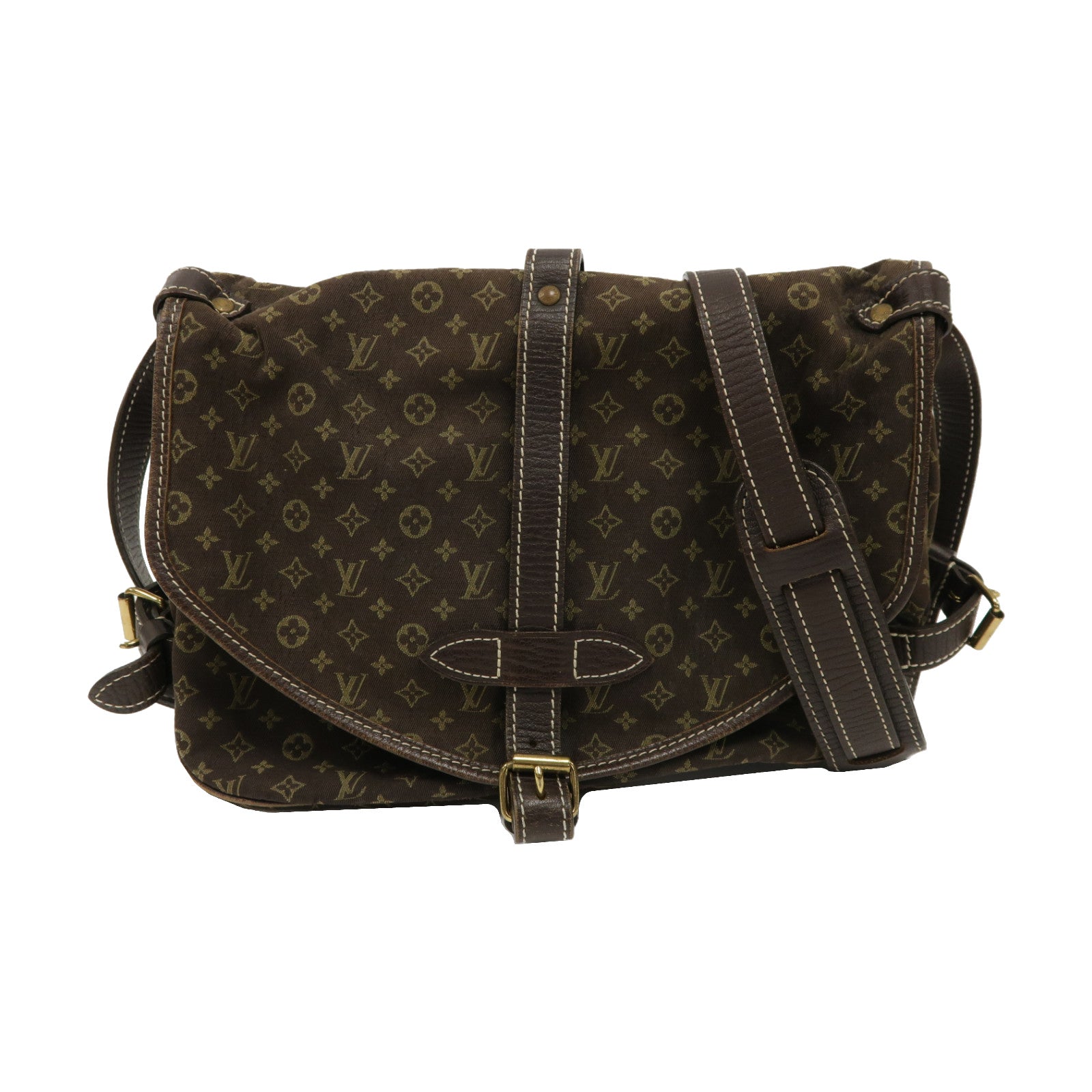 LOUIS VUITTON Monogram Mini Saumur 30金扣肩背袋棕色