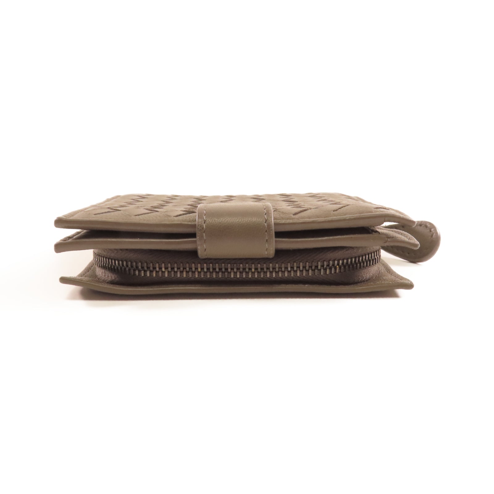 BOTTEGA VENETA 羊皮皮革Wallet銀扣錢包灰色
