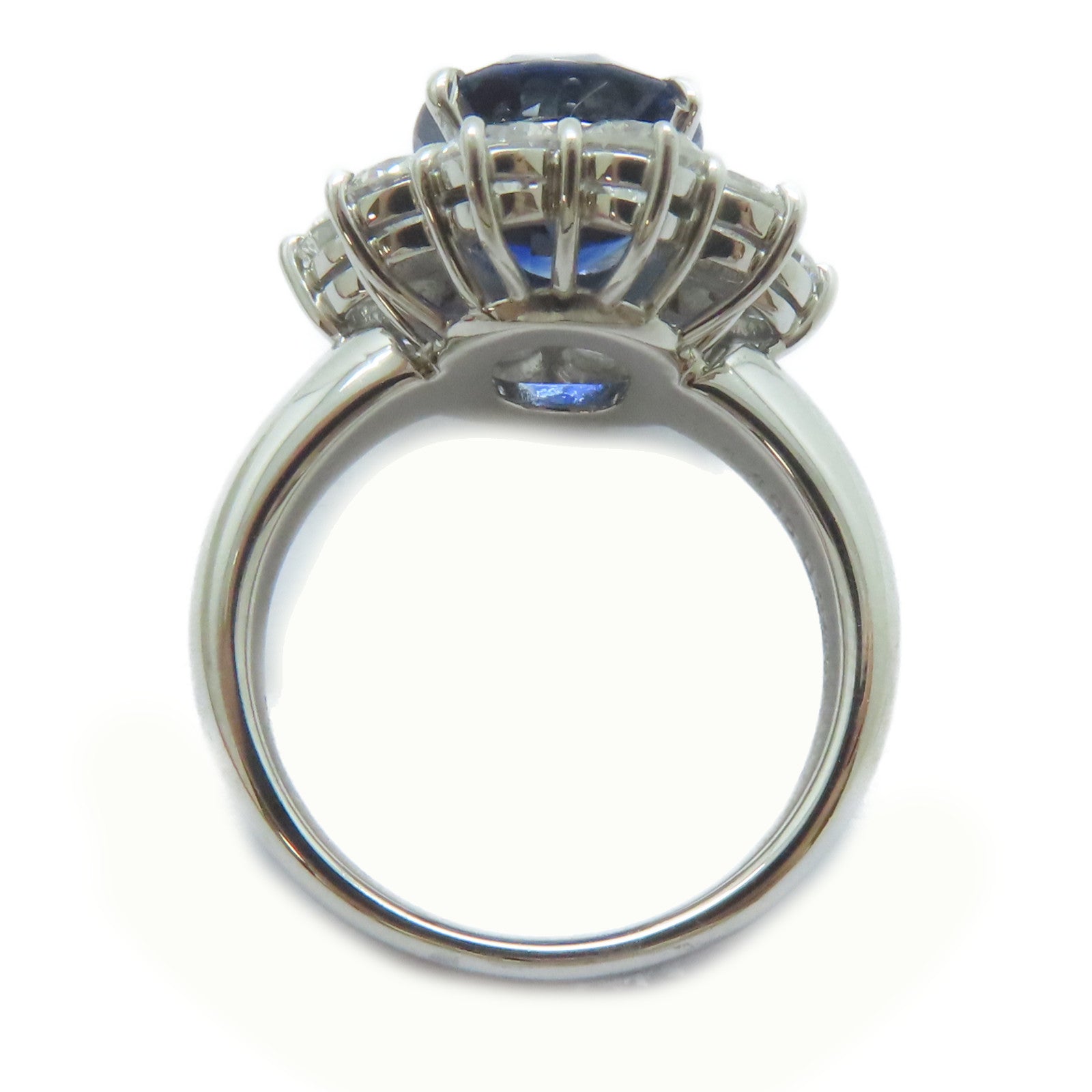 JEWELRY PT900鉑金Sapphire Ring 4.465ct藍寶石/2.22ct鑚石戒指US#5.75