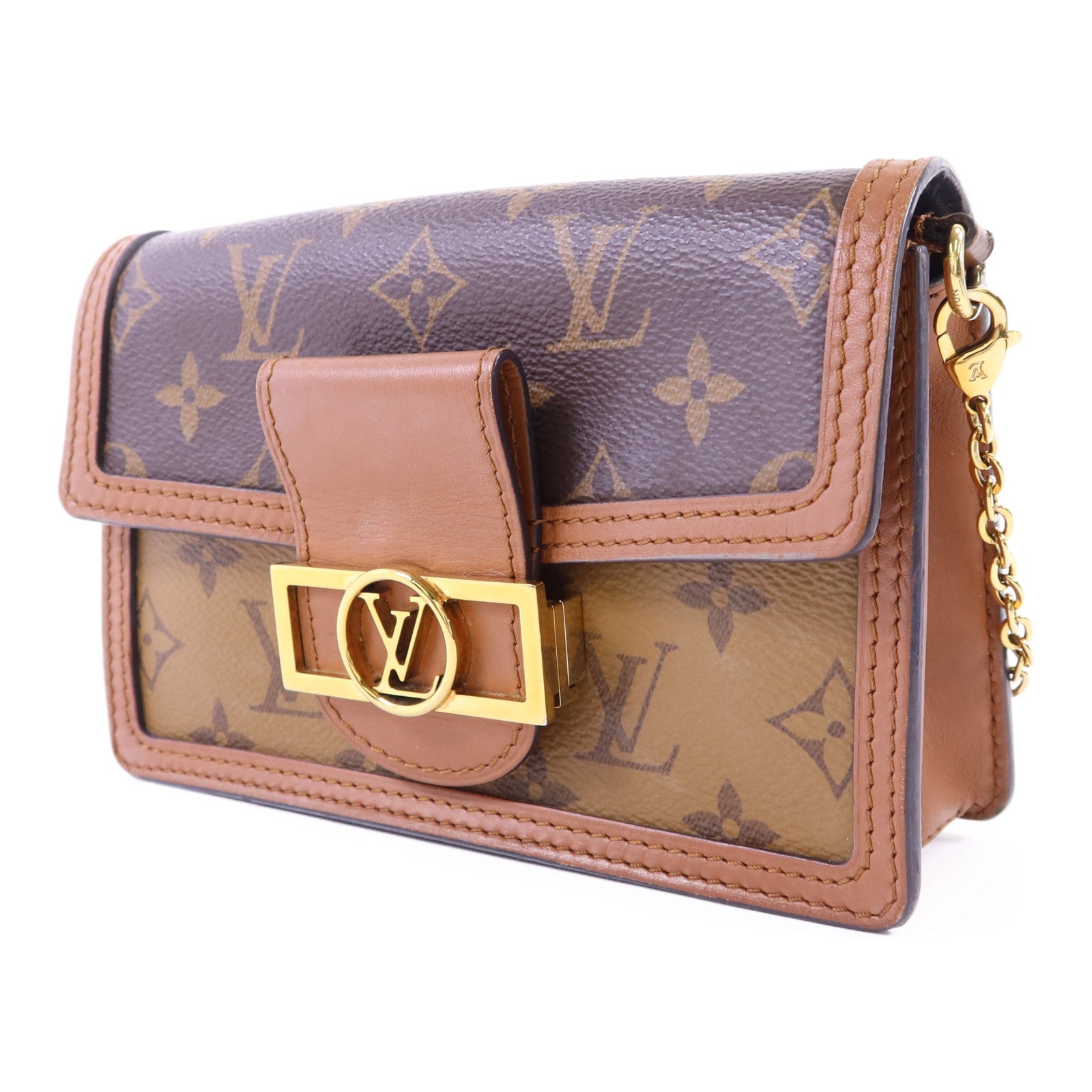 LOUIS VUITTON Monogram Reverse Dauphine金扣肩背袋