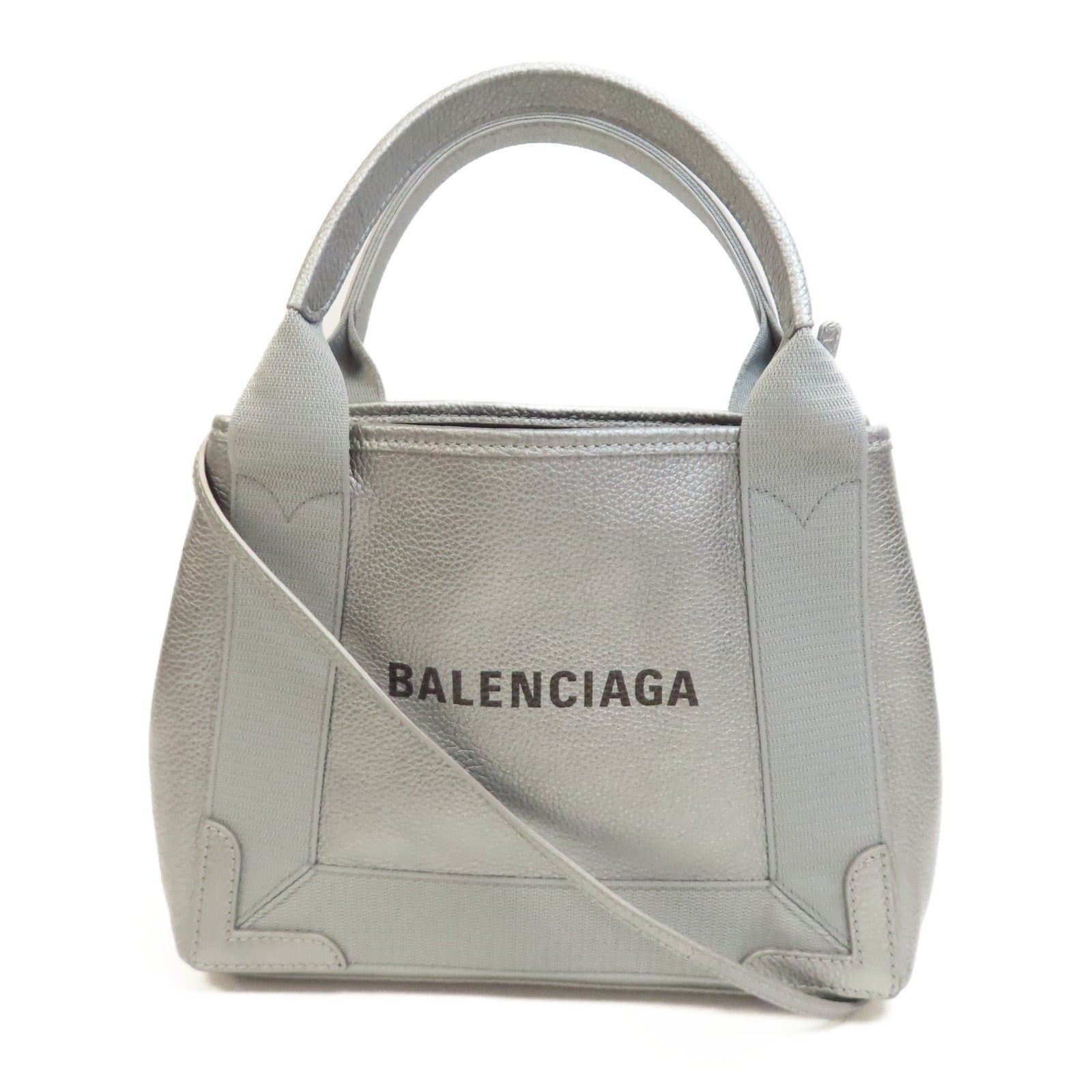BALENCIAGA 牛皮皮革Cabas XS Bag手挽肩背兩用袋銀色
