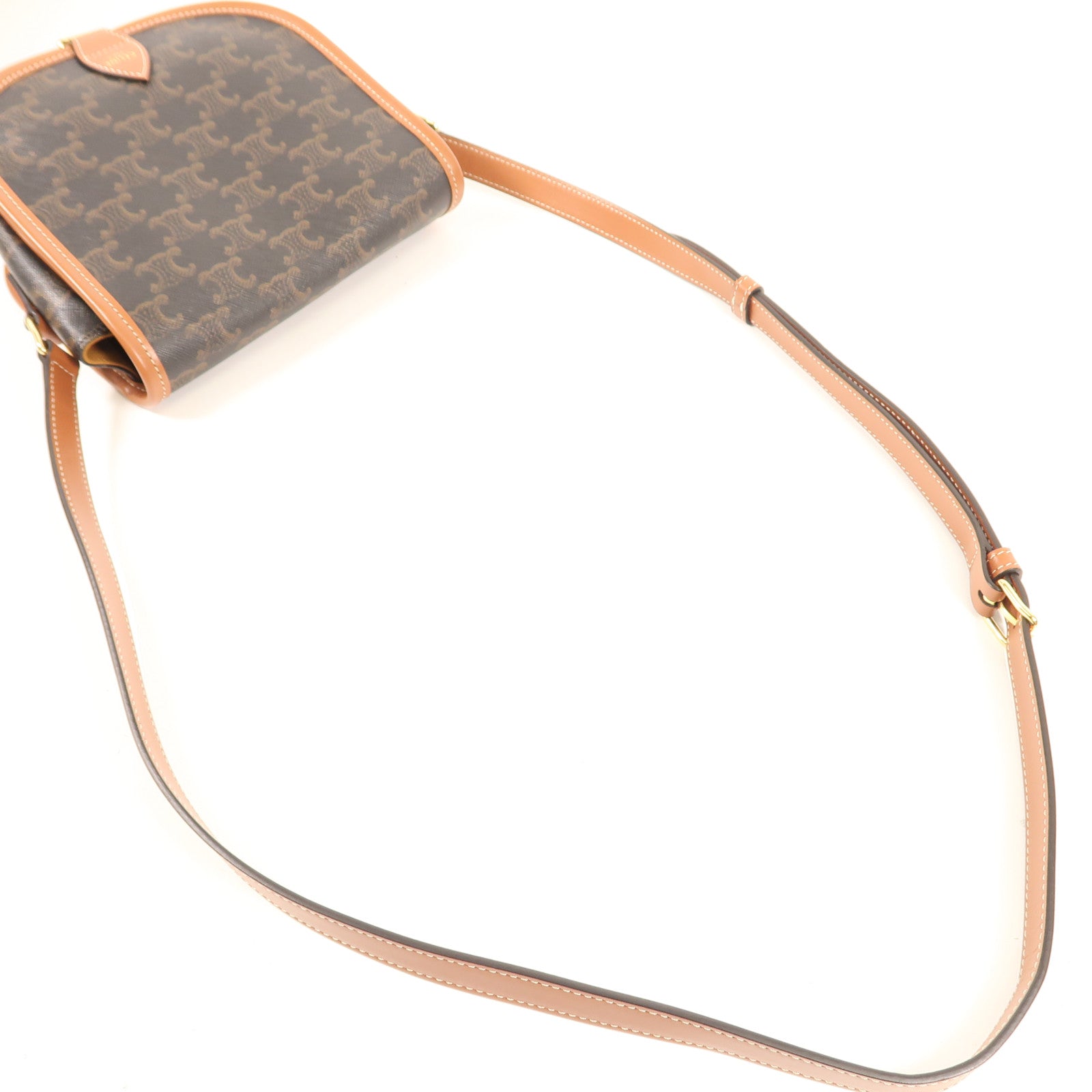 CELINE 塗層帆布Folco Bag金扣肩背袋