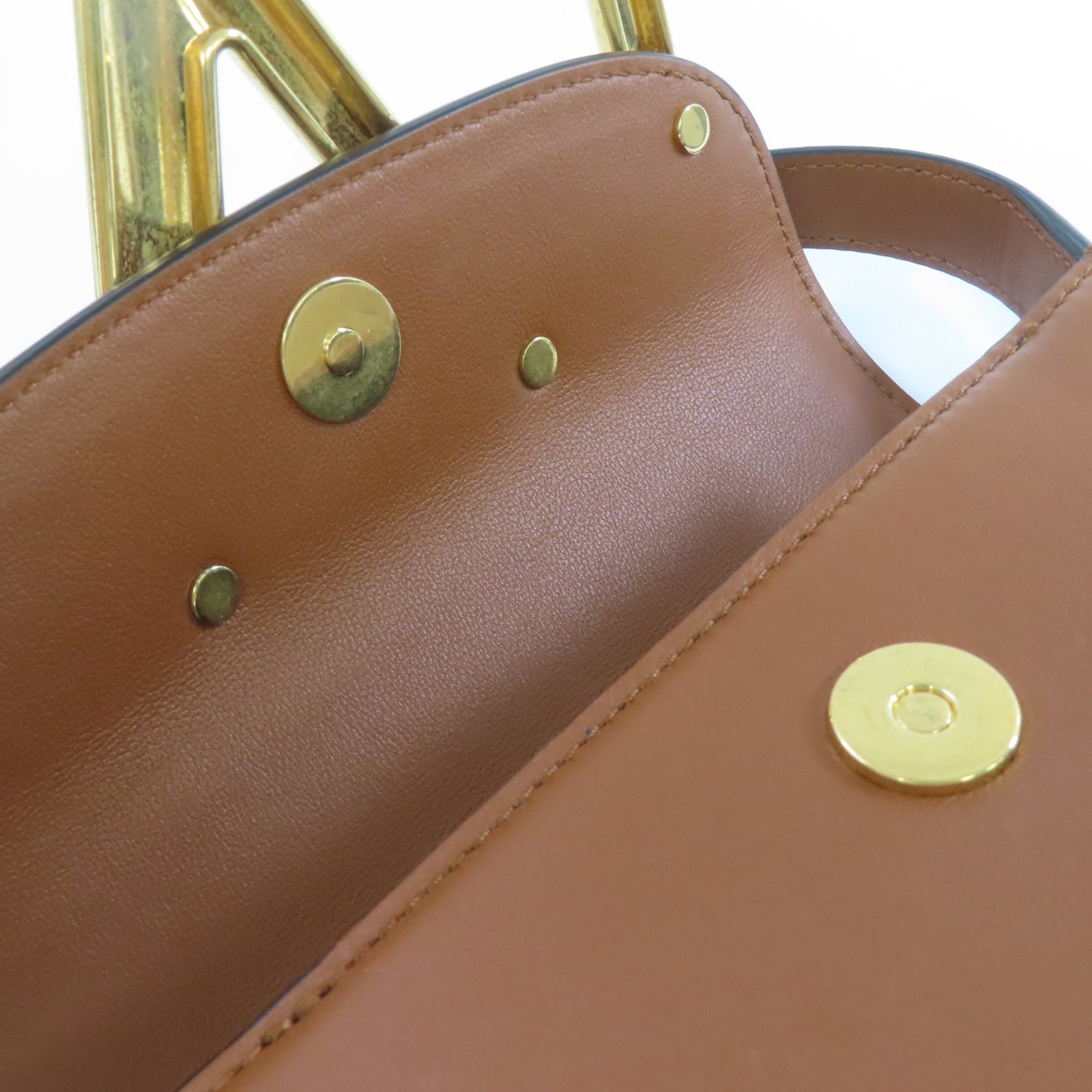 Valentino 【激減優惠】牛皮皮革Shoulder Bag金扣肩背袋啡色