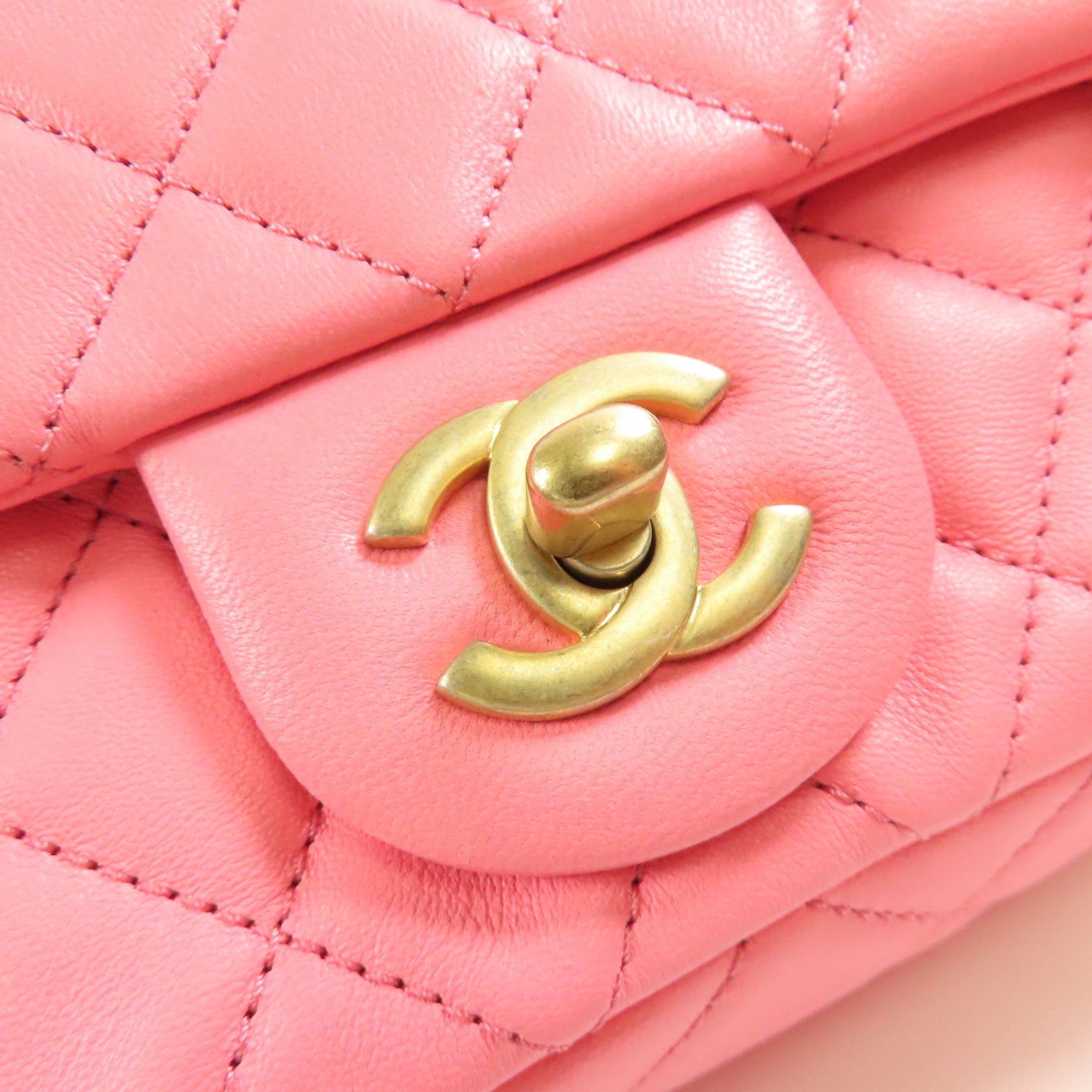 CHANEL CC GHW Classic 20 Chain Shoulder Bag Lambskin Leather AS1787 Pink