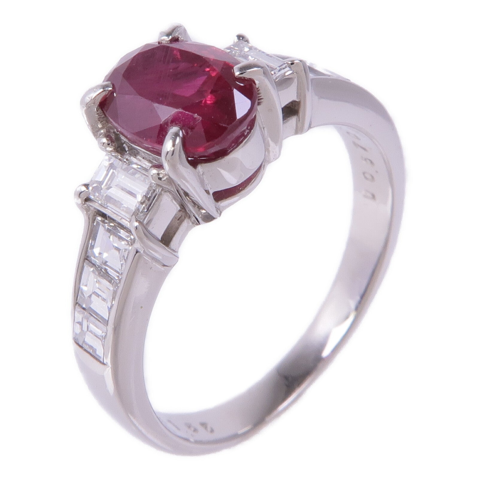 JEWELRY 【激減優惠】PT900鉑金Ruby Diamond Ring紅寶石/鑽石戒指US#6