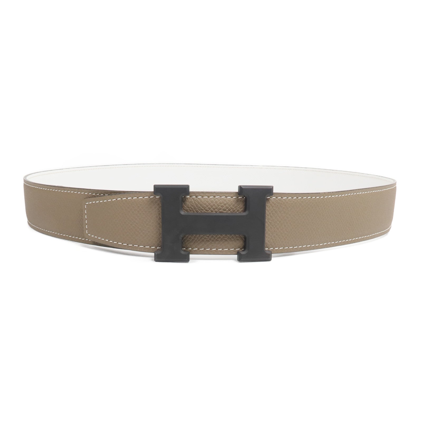 HERMES H Belt 90cm皮帶Etoupe/Blanc