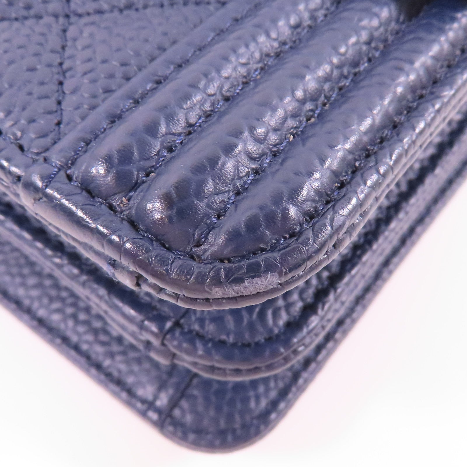 CHANEL CC GHW North South Boy Shoulder Bag Calfskin Leather Navy