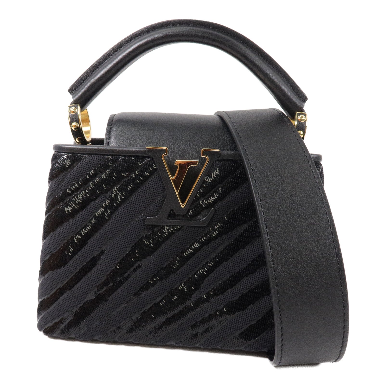 LOUIS VUITTON 牛皮皮革/Sequins Mini Capucines手挽肩背兩用袋