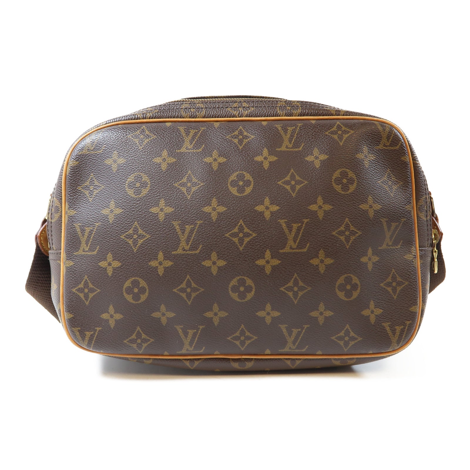 LOUIS VUITTON Monogram Reporter PM金扣肩背袋啡色