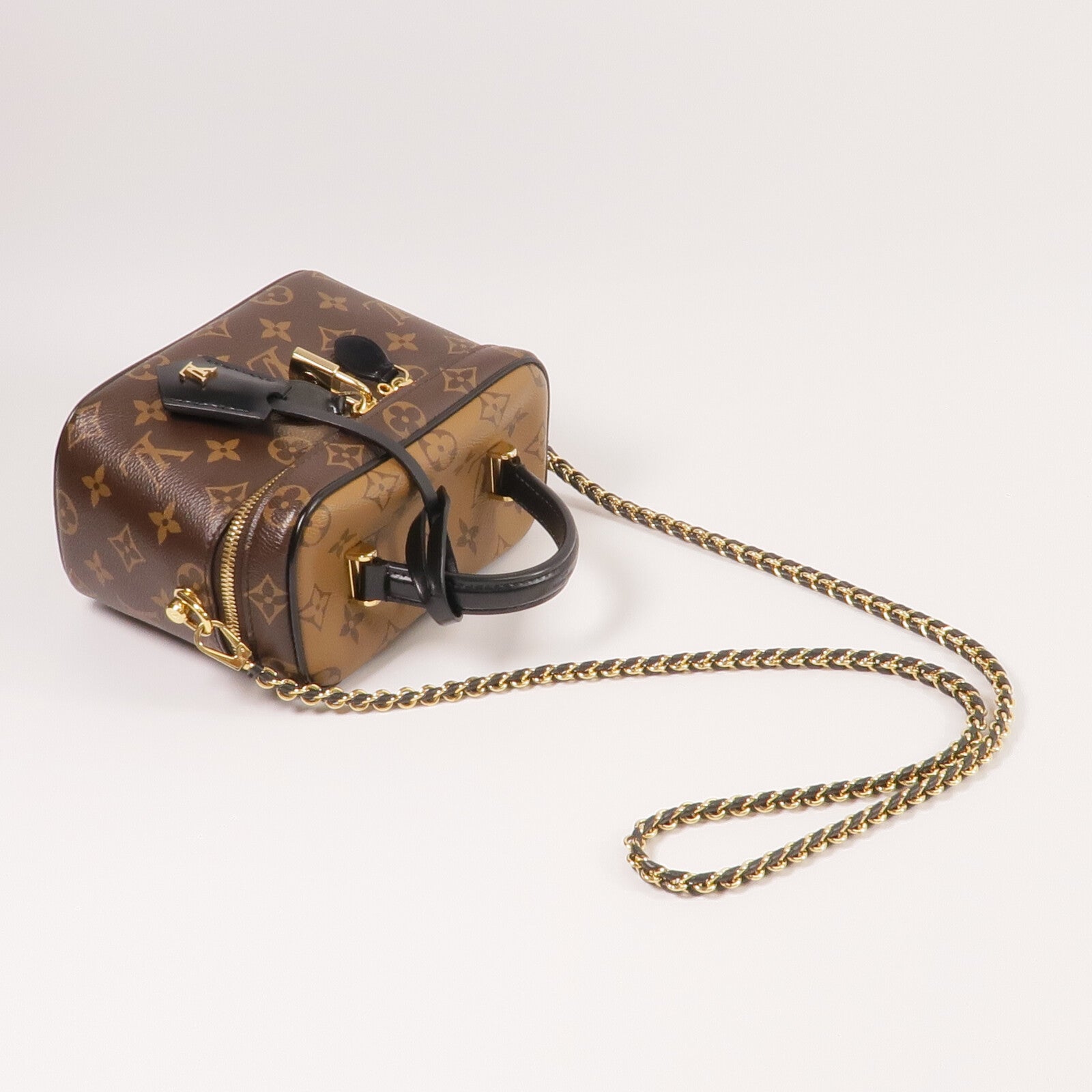 LOUIS VUITTON Monogram/Monogram Reverse Vanity PM手挽肩背兩用袋棕色