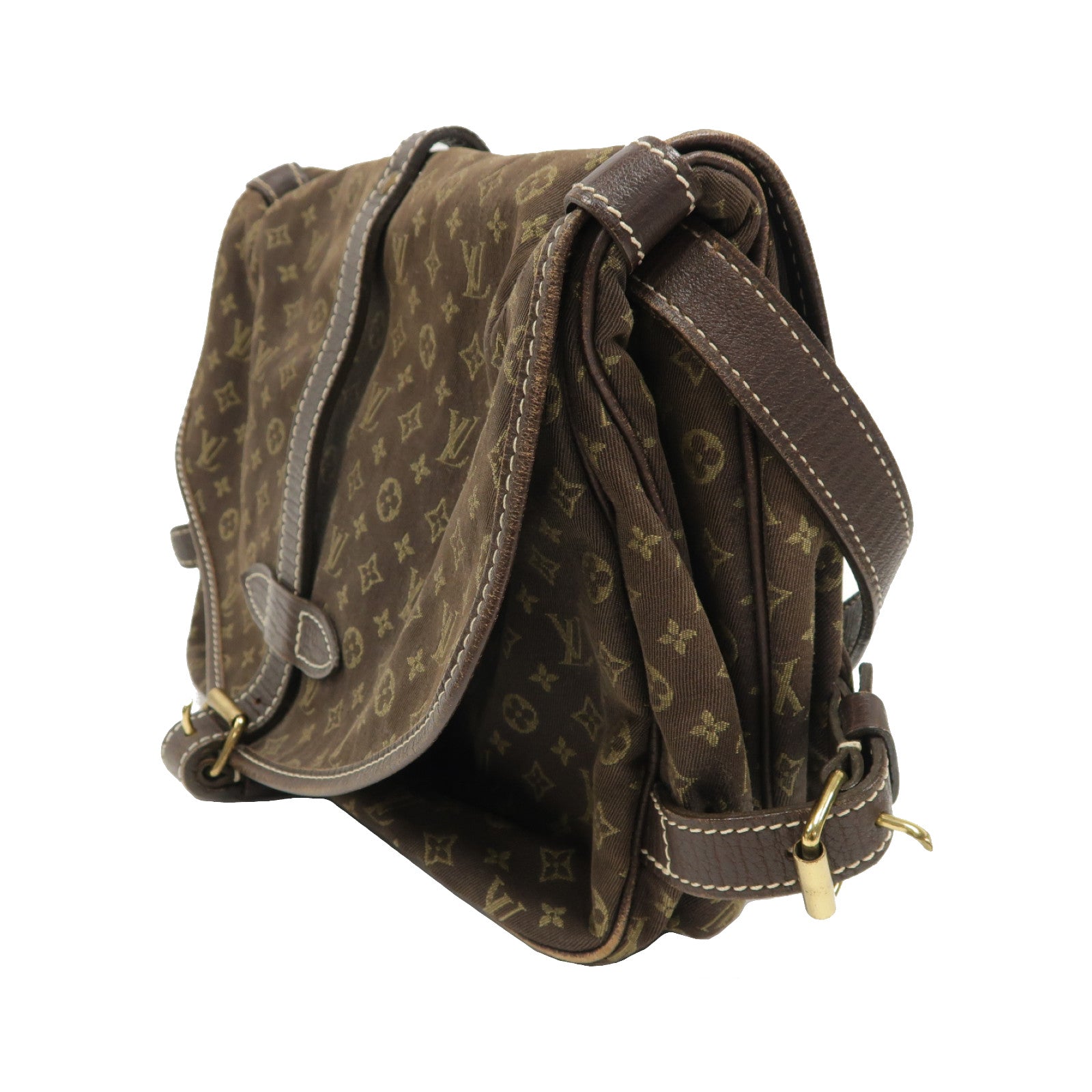 LOUIS VUITTON Monogram Mini Saumur 30金扣肩背袋棕色