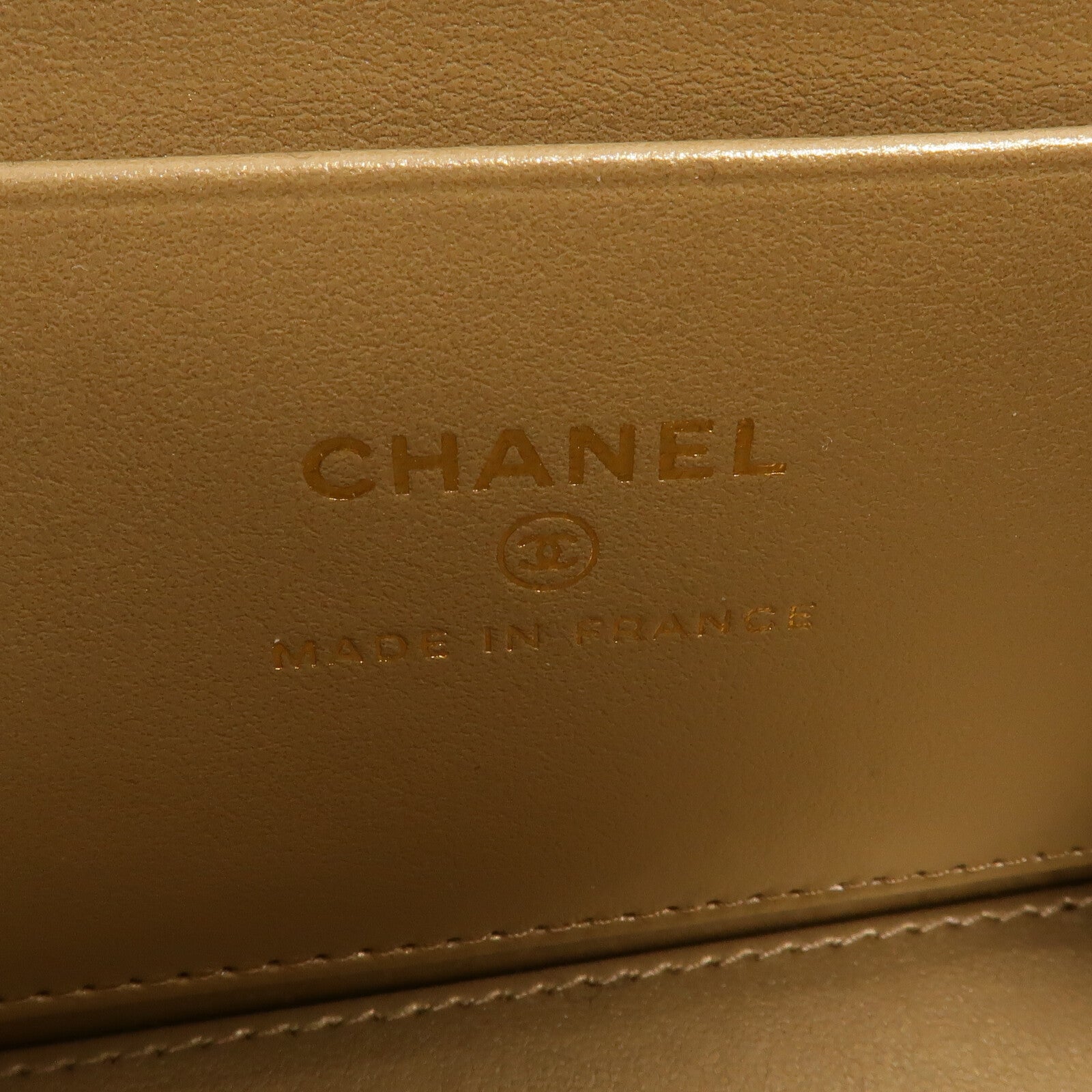 CHANEL 羊皮皮革Vanity Case Gold Ball鏈帶肩背袋