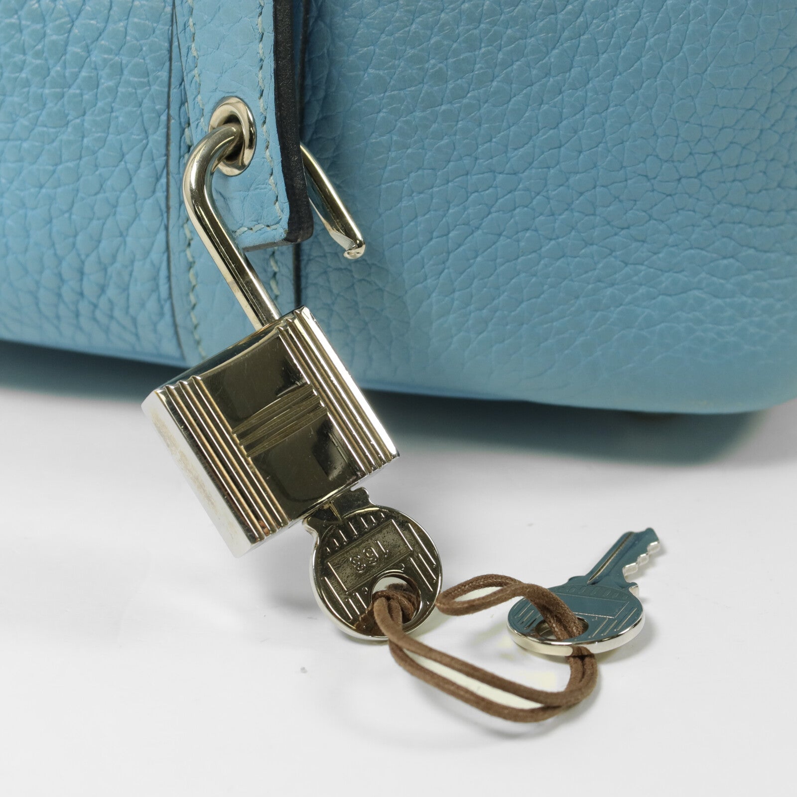 HERMES Clemence皮革Picotin PM手挽袋Bleu Du Nord