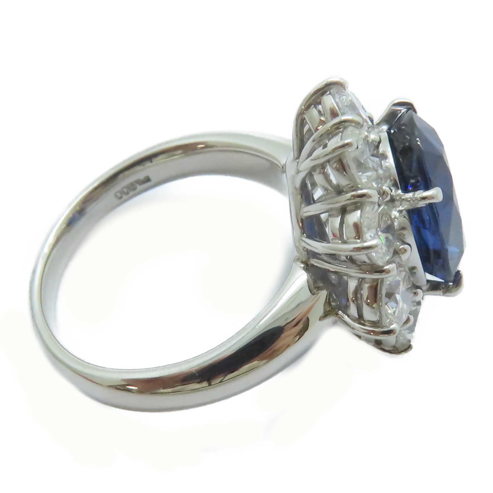 JEWELRY PT900鉑金Sapphire Ring 4.465ct藍寶石/2.22ct鑚石戒指US#5.75