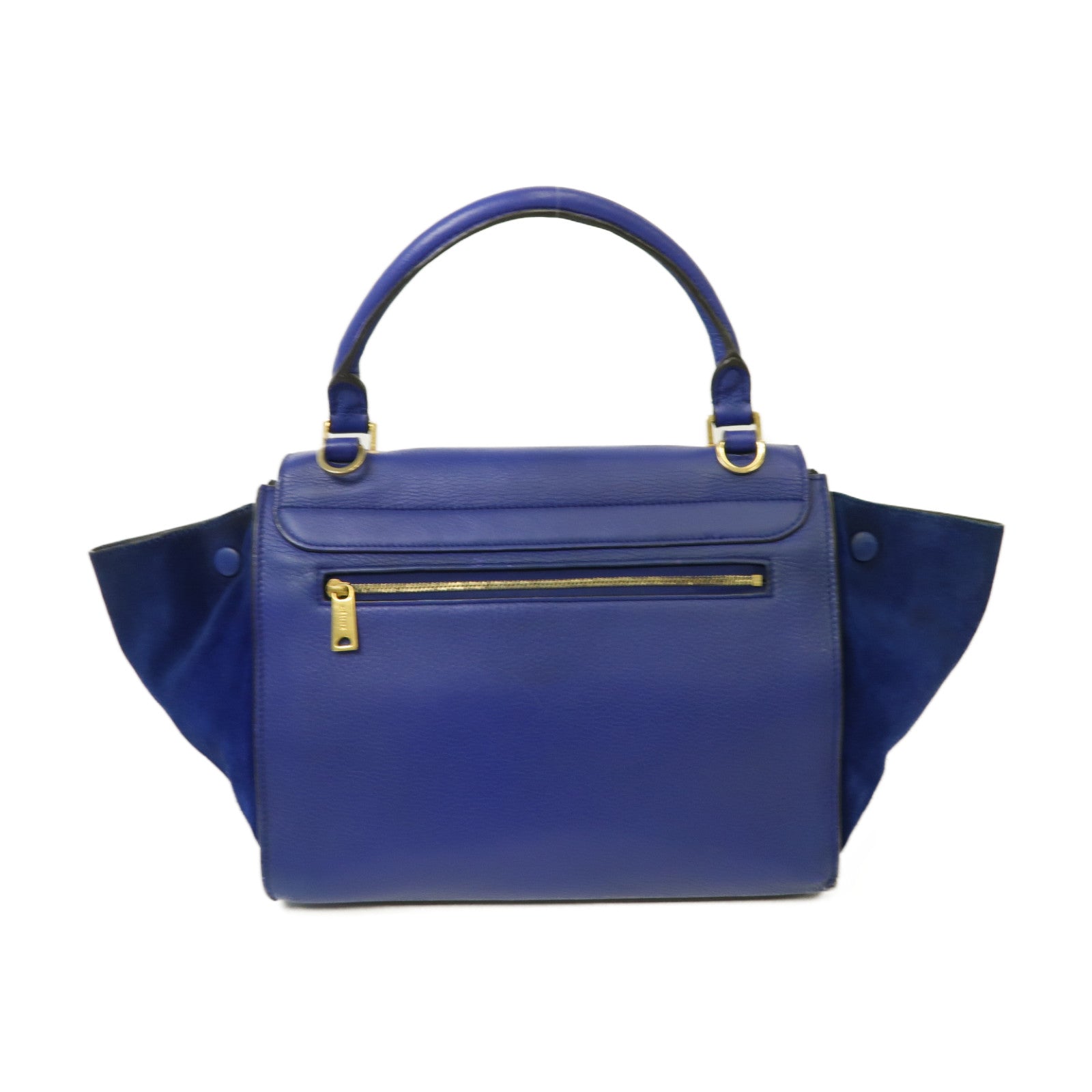 CELINE 【激減優惠】牛皮皮革Trapeze金扣手挽肩背兩用袋藍色