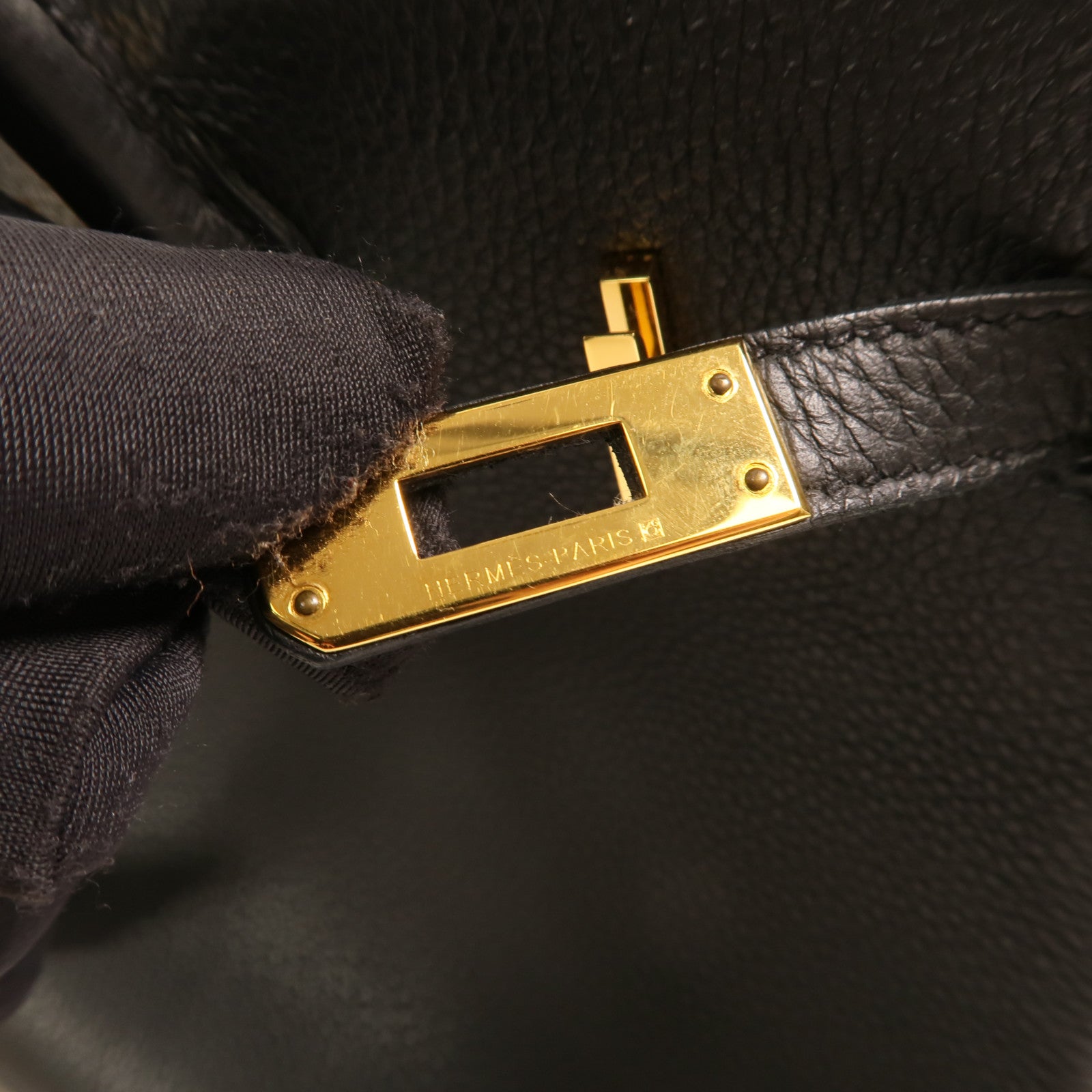 HERMES Togo皮革Birkin 25金扣手挽袋Noir