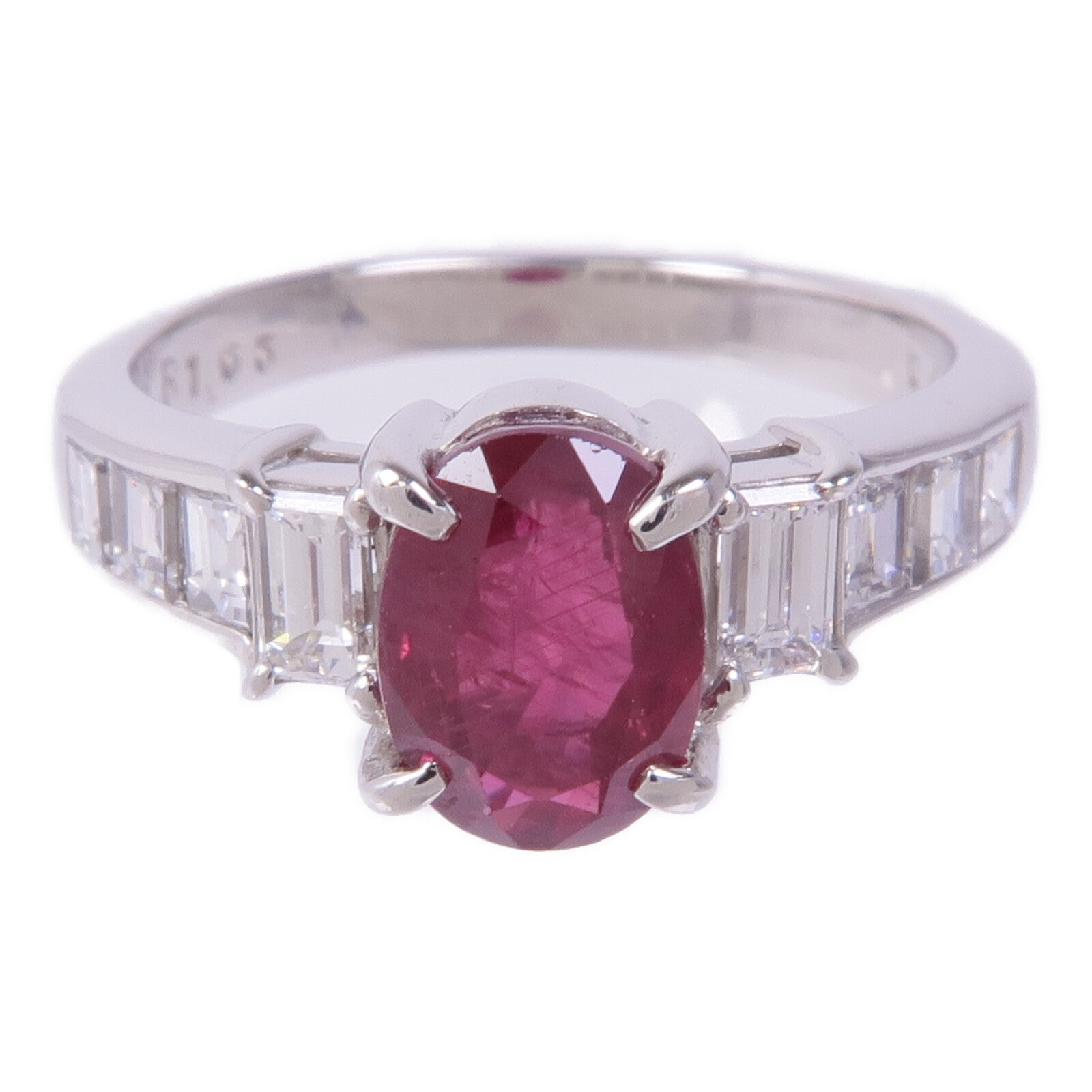 JEWELRY 【激減優惠】PT900鉑金Ruby Diamond Ring紅寶石/鑽石戒指US#6