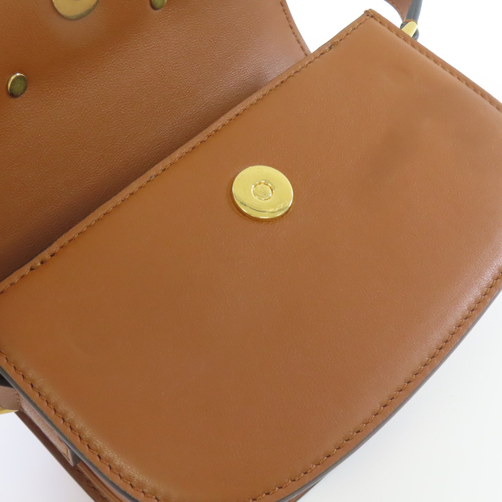 Valentino 【激減優惠】牛皮皮革Shoulder Bag金扣肩背袋啡色