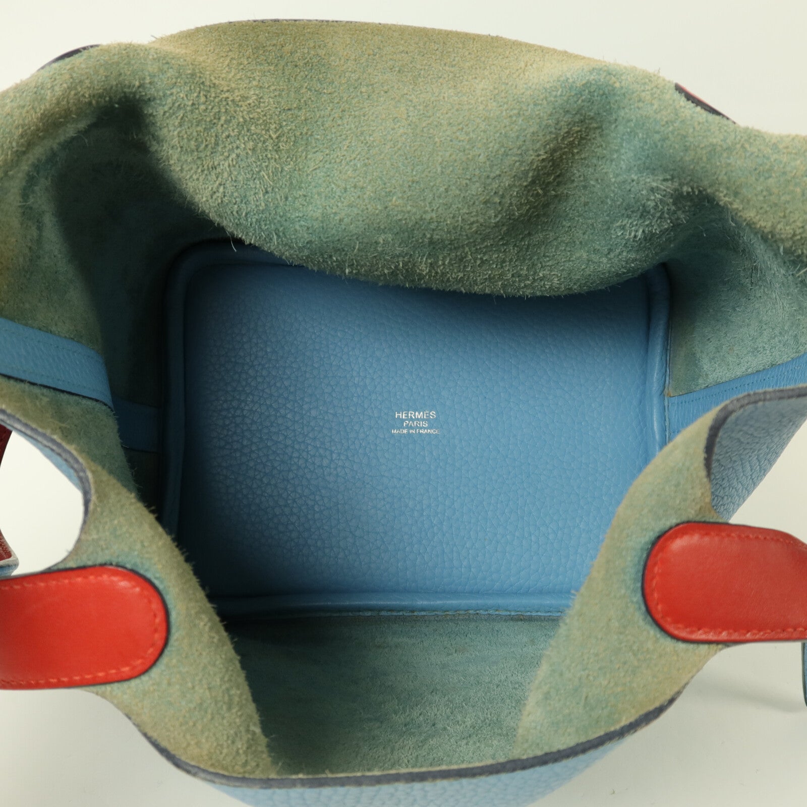HERMES Clemence皮革Picotin PM手挽袋Bleu Du Nord