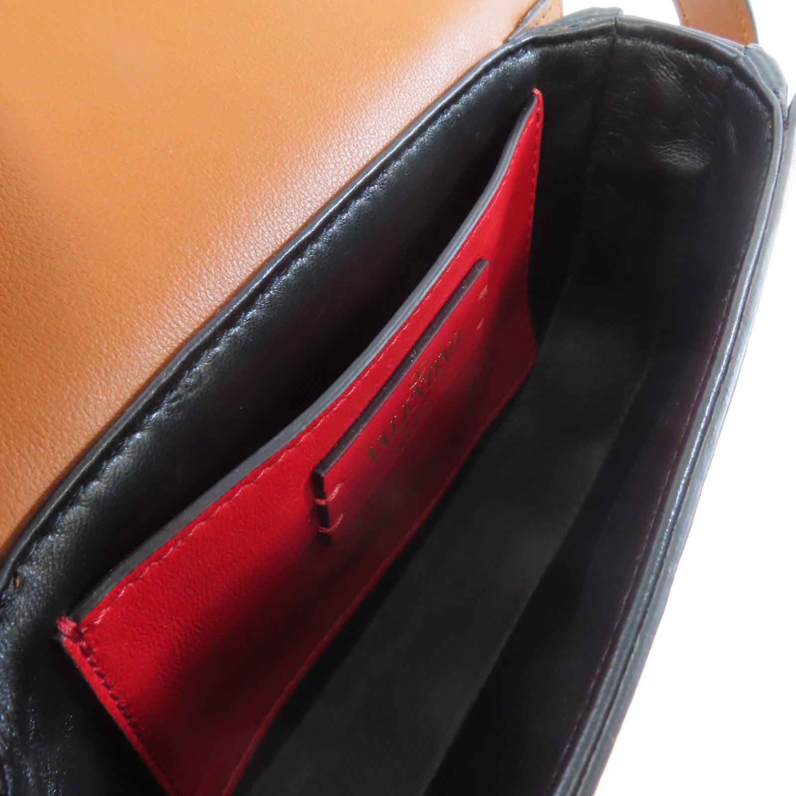 Valentino 【激減優惠】牛皮皮革Shoulder Bag金扣肩背袋啡色