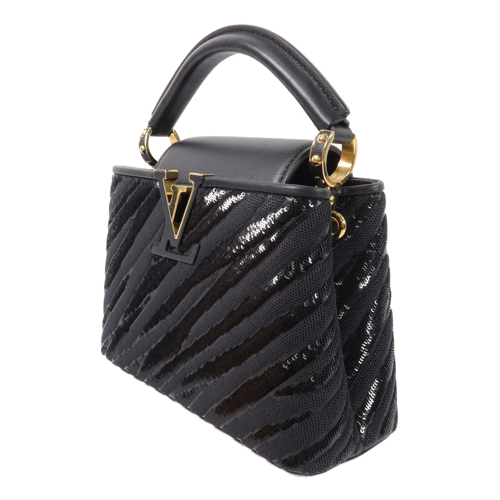 LOUIS VUITTON 牛皮皮革/Sequins Mini Capucines手挽肩背兩用袋