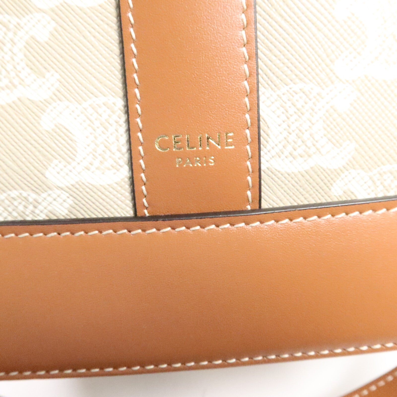 CELINE 塗層帆布/牛皮皮革Triomphe Bucket Bag Small肩背袋
