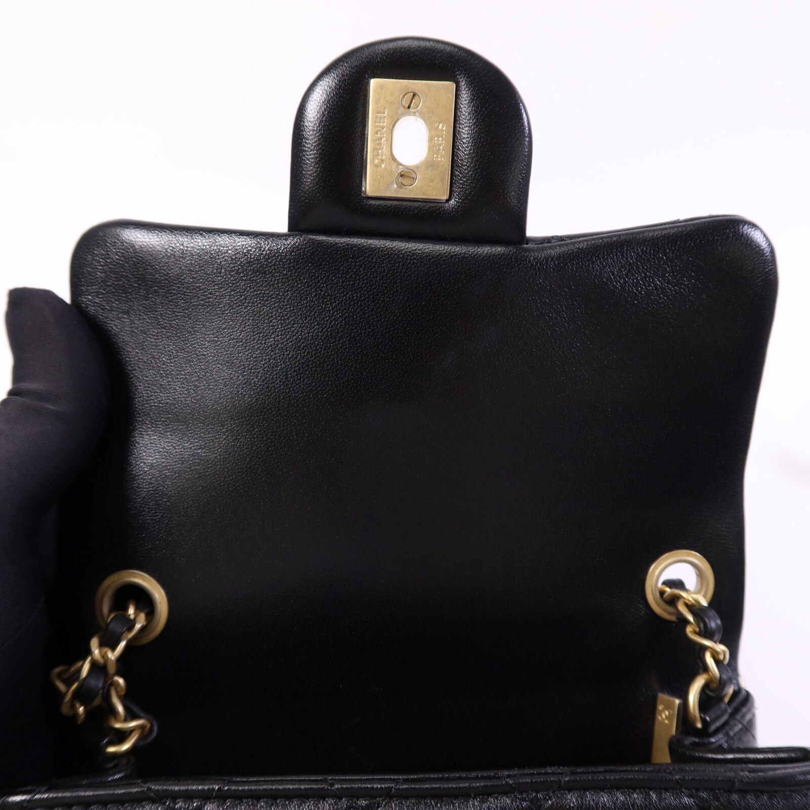 CHANEL 羊皮皮革Gold Ball金扣鏈帶手挽袋