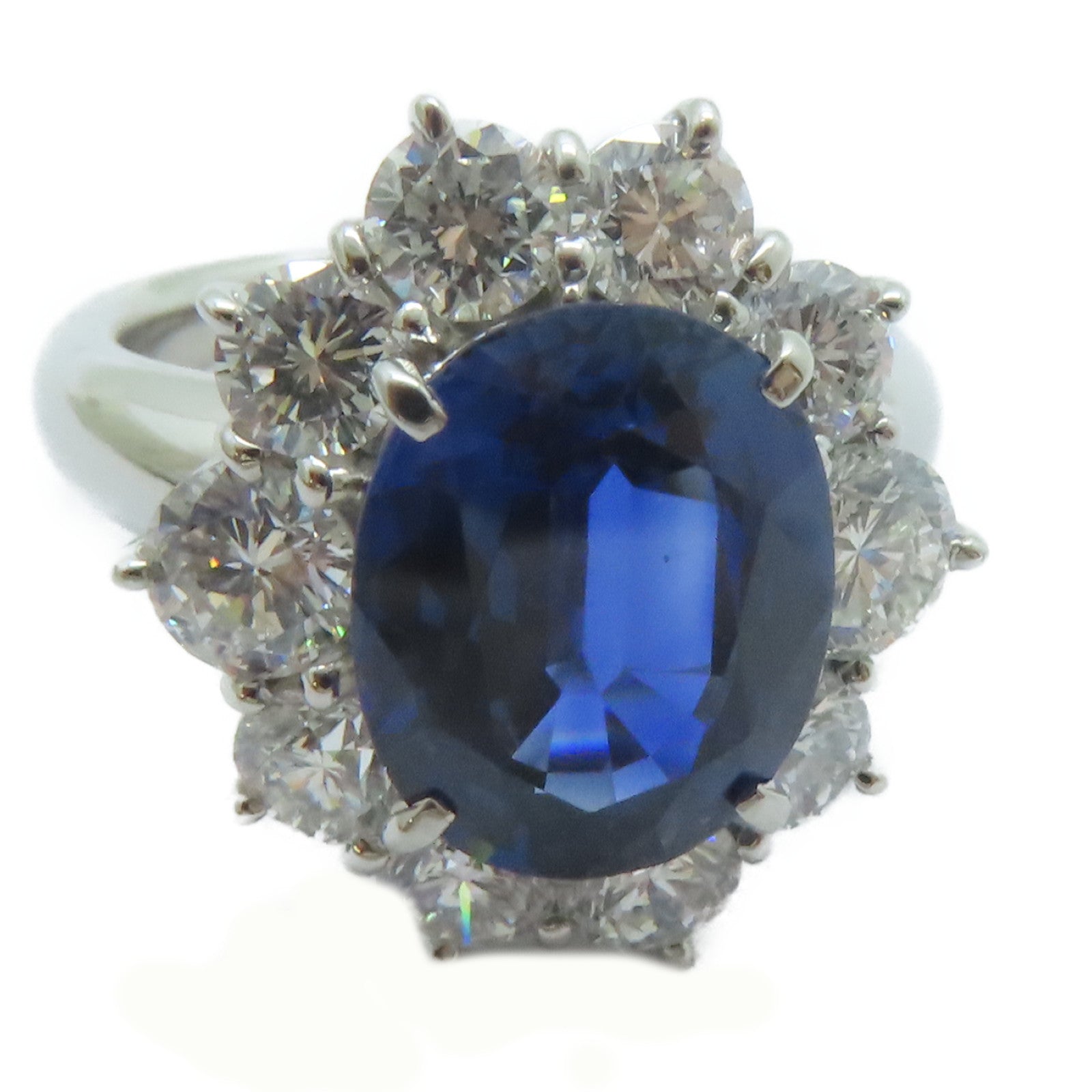 JEWELRY PT900鉑金Sapphire Ring 4.465ct藍寶石/2.22ct鑚石戒指US#5.75