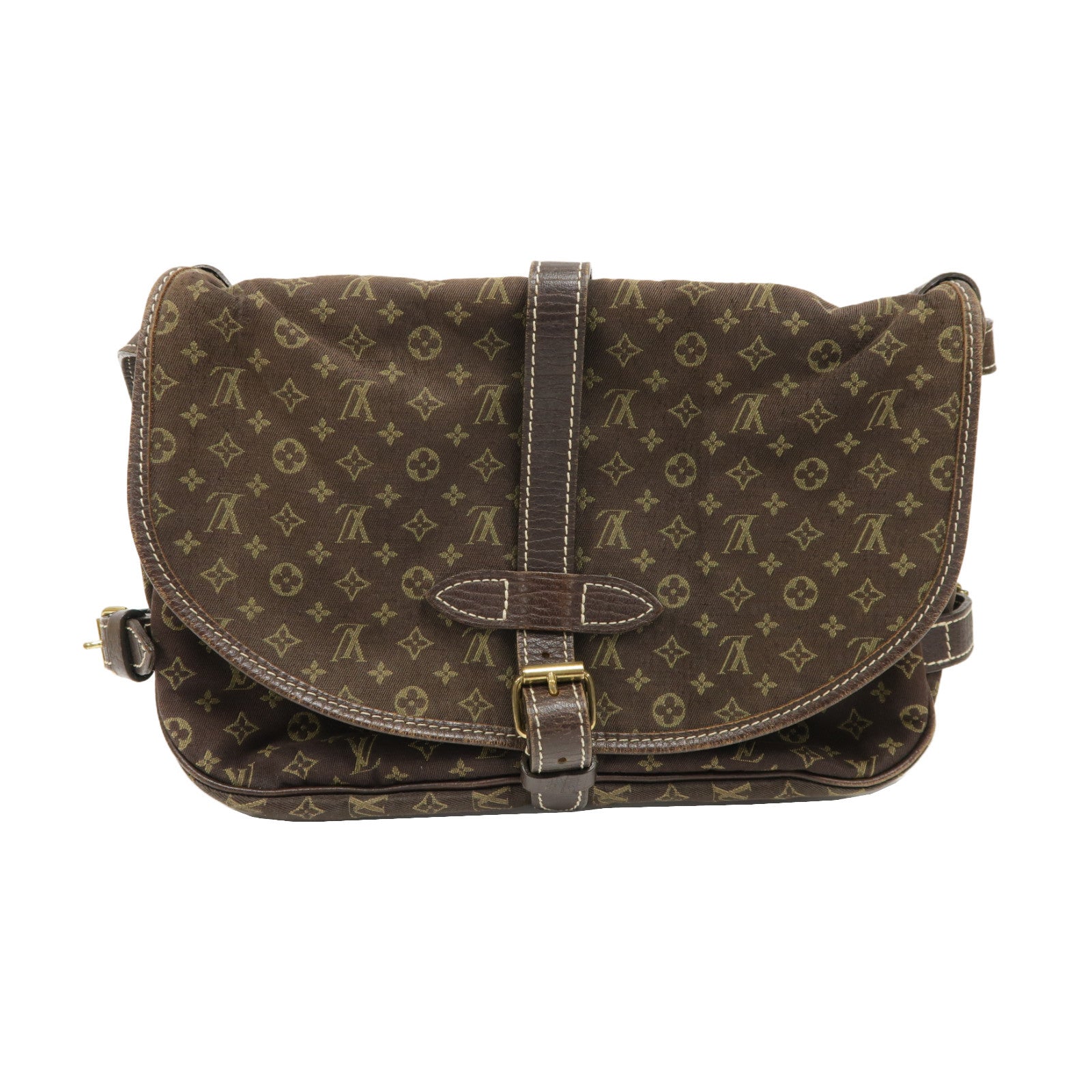 LOUIS VUITTON Monogram Mini Saumur 30金扣肩背袋棕色