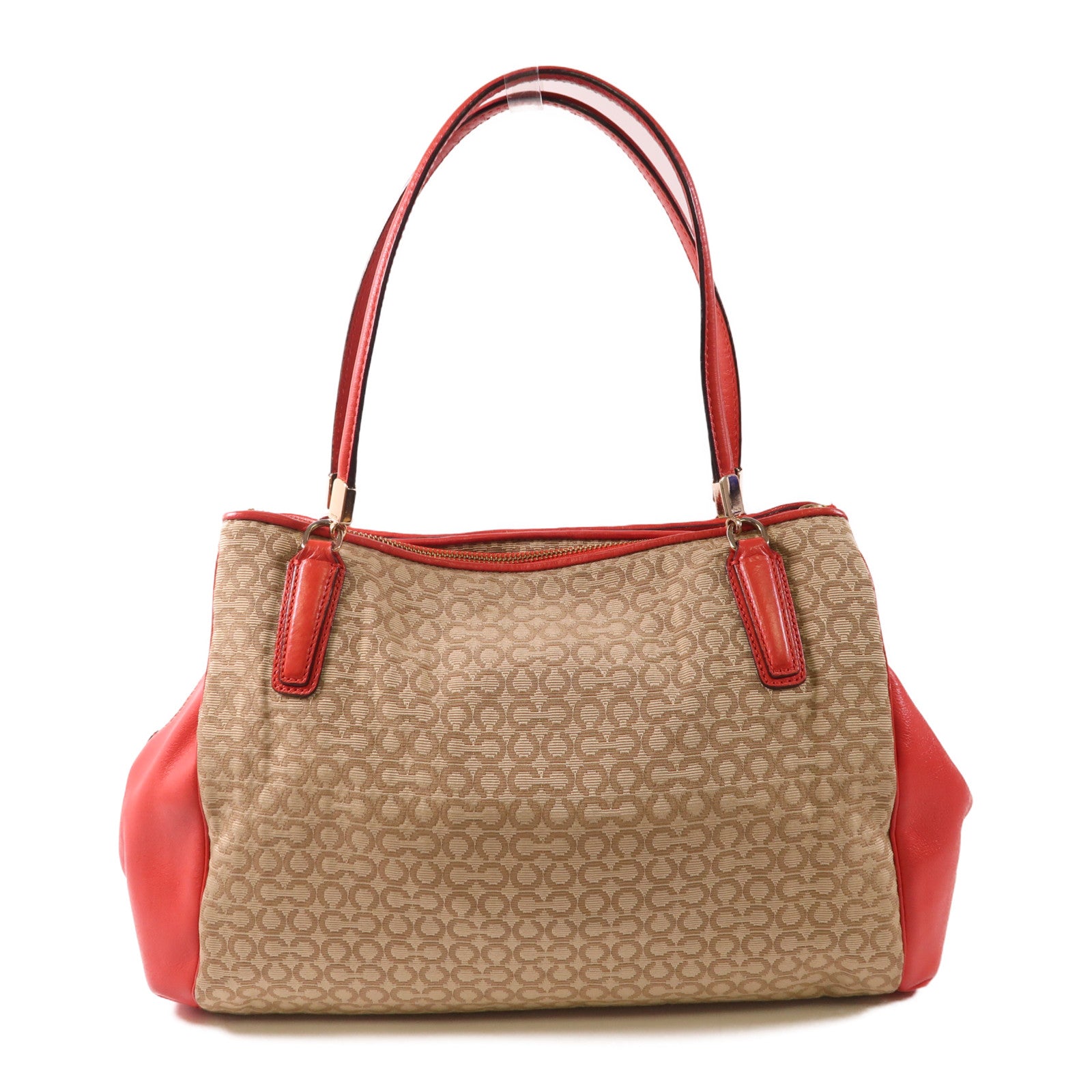 COACH 帆布/皮革Shoulder Bag金扣肩背袋