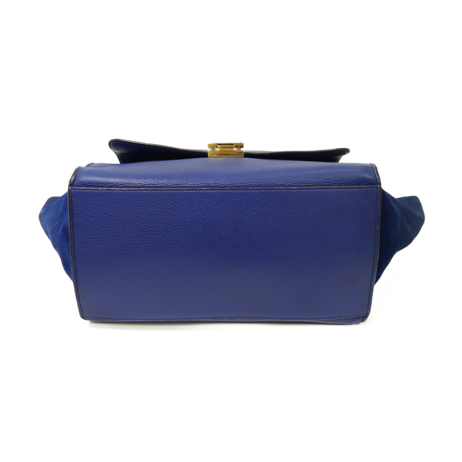CELINE 【激減優惠】牛皮皮革Trapeze金扣手挽肩背兩用袋藍色