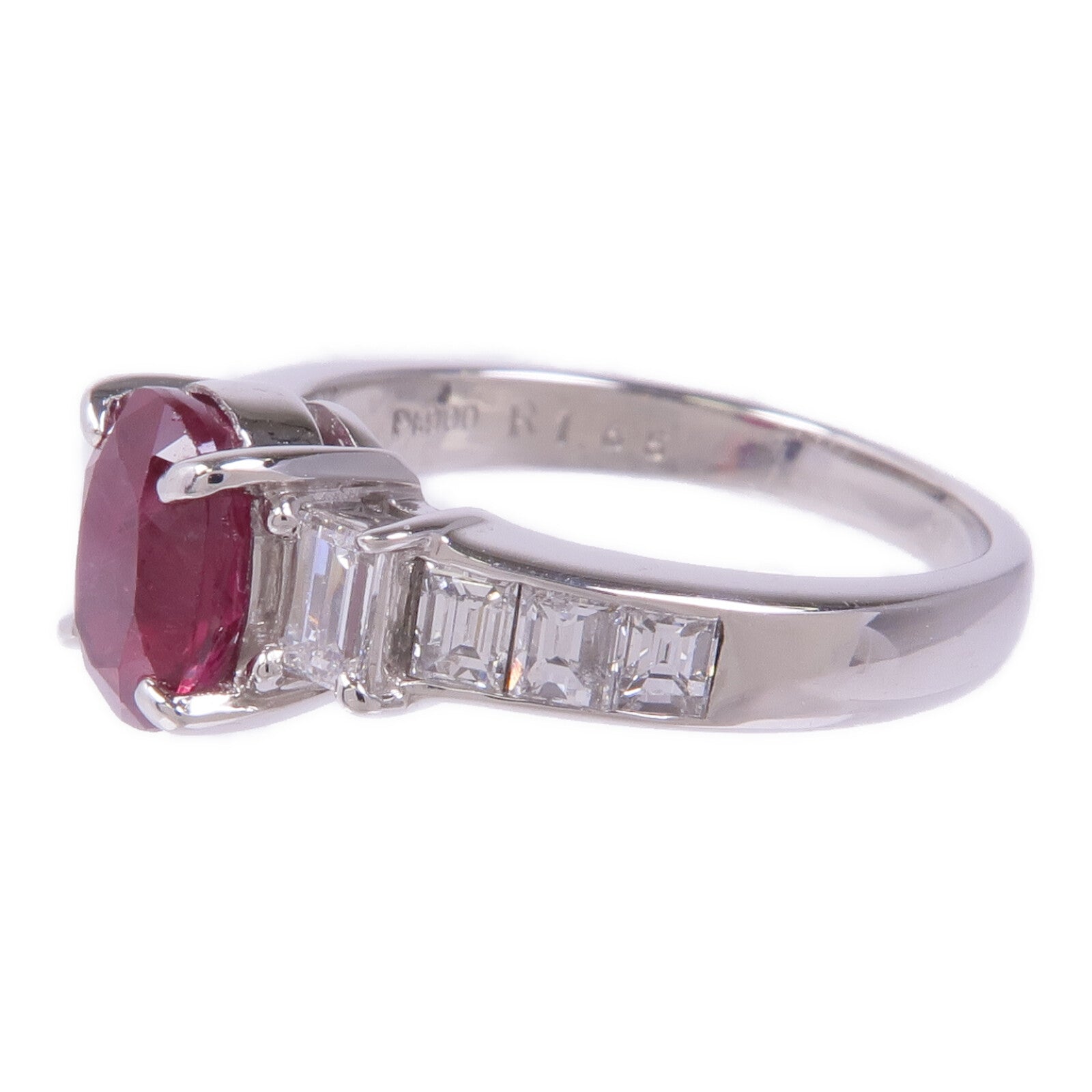 JEWELRY 【激減優惠】PT900鉑金Ruby Diamond Ring紅寶石/鑽石戒指US#6