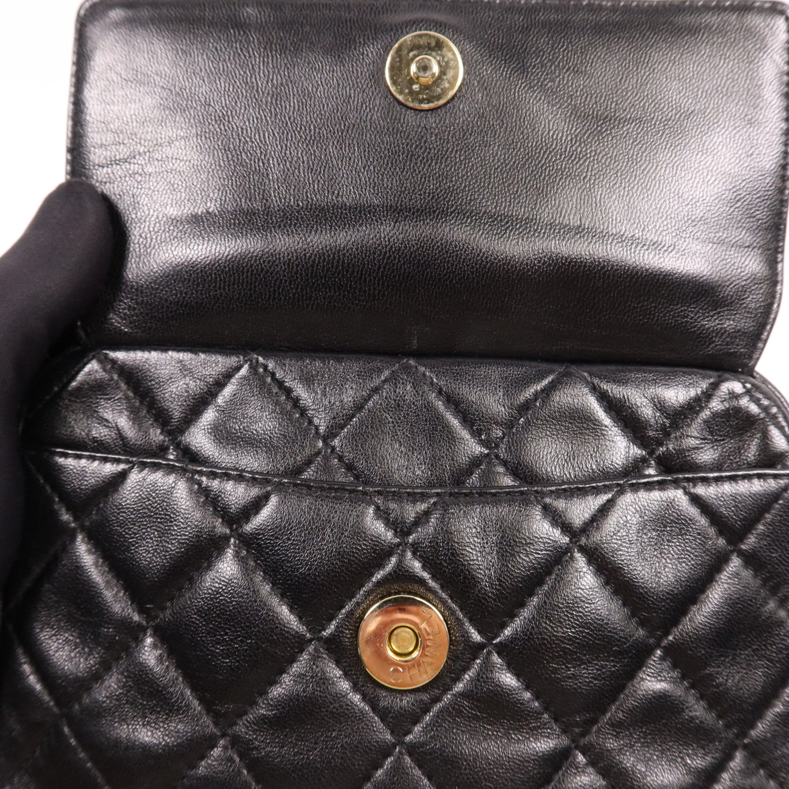 CHANEL 羊皮皮革Chain Shoulder金扣鏈帶肩背袋