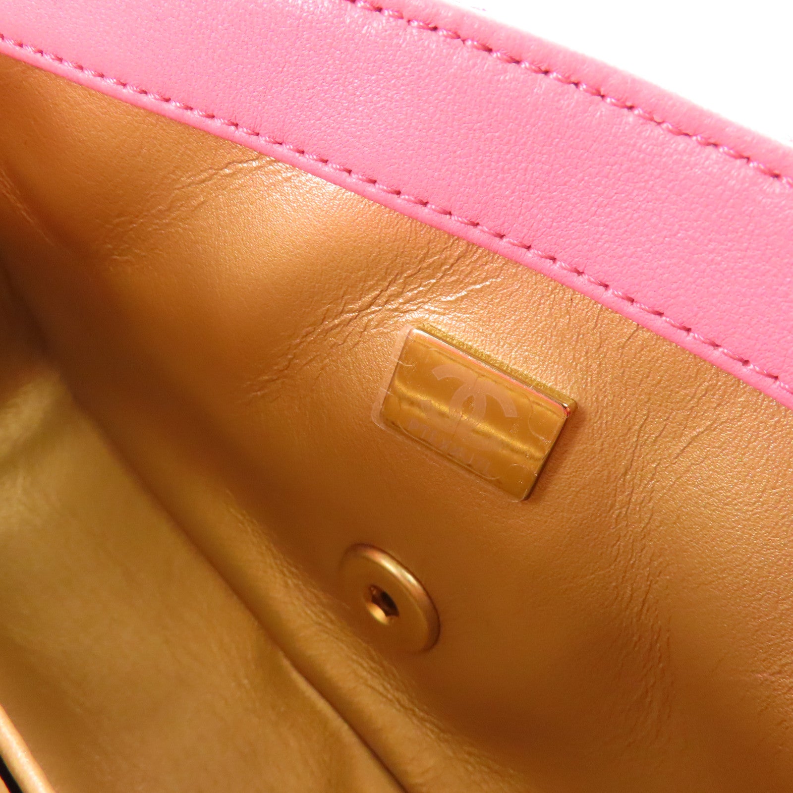 CHANEL CC GHW Classic 20 Chain Shoulder Bag Lambskin Leather AS1787 Pink