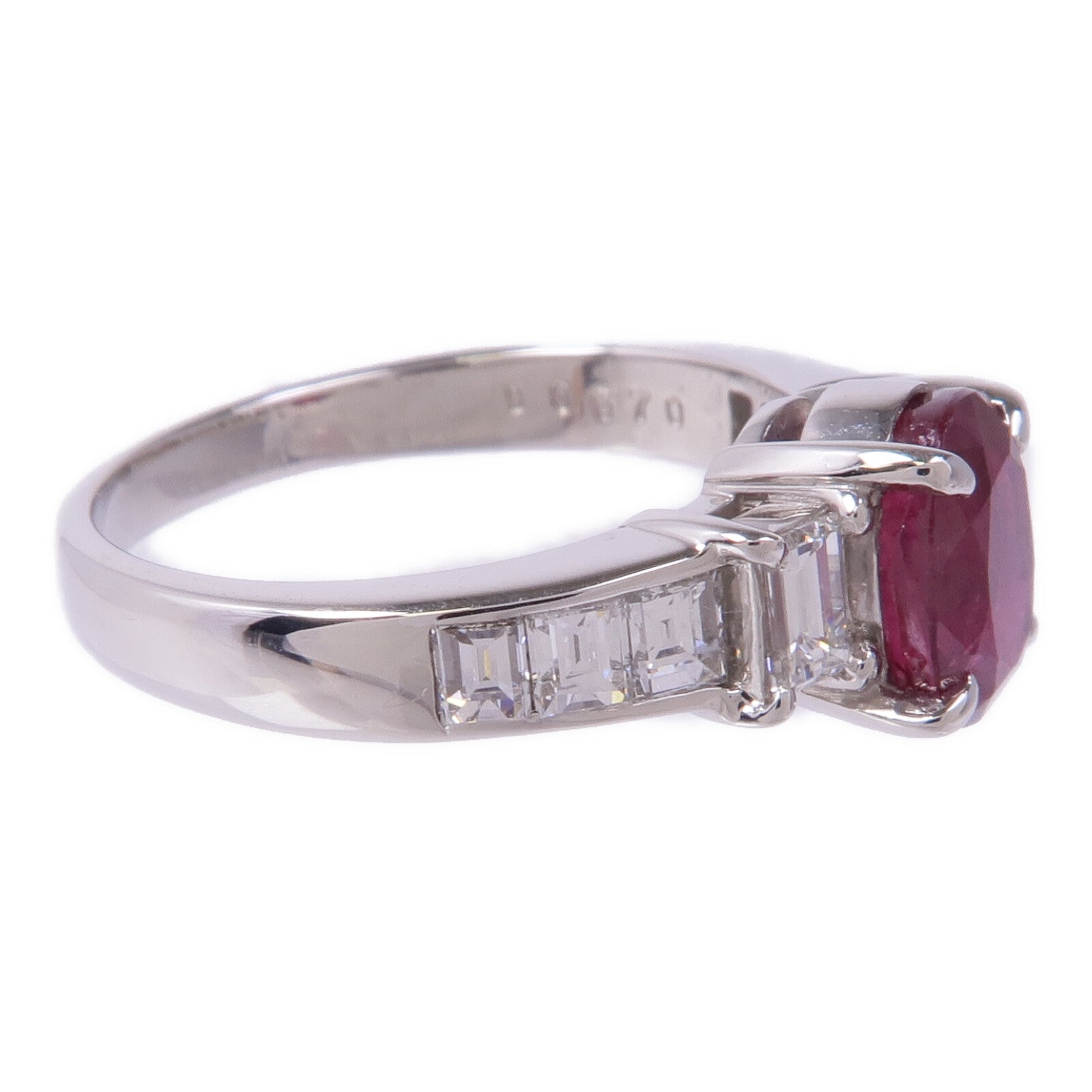 JEWELRY 【激減優惠】PT900鉑金Ruby Diamond Ring紅寶石/鑽石戒指US#6