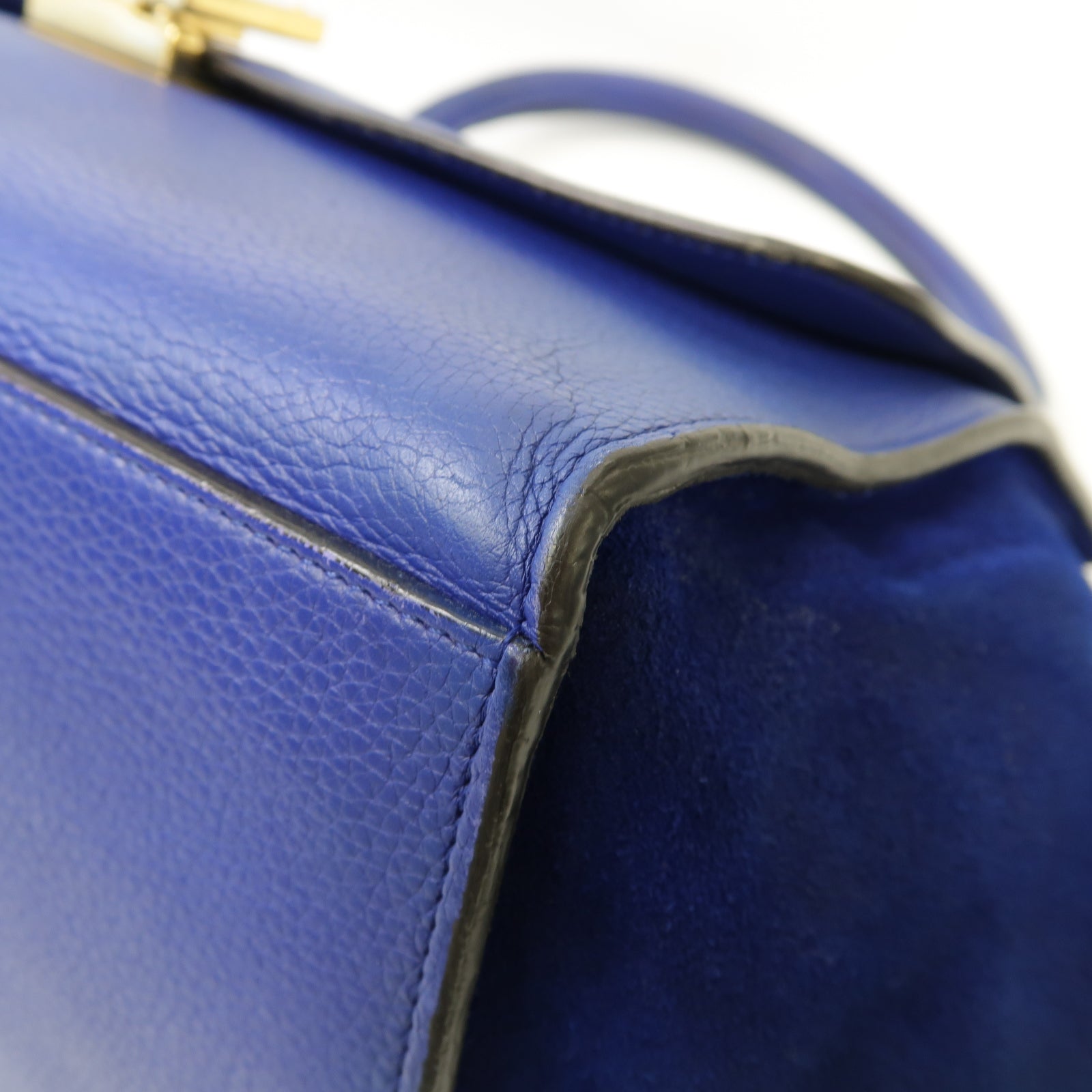 CELINE 【激減優惠】牛皮皮革Trapeze金扣手挽肩背兩用袋藍色
